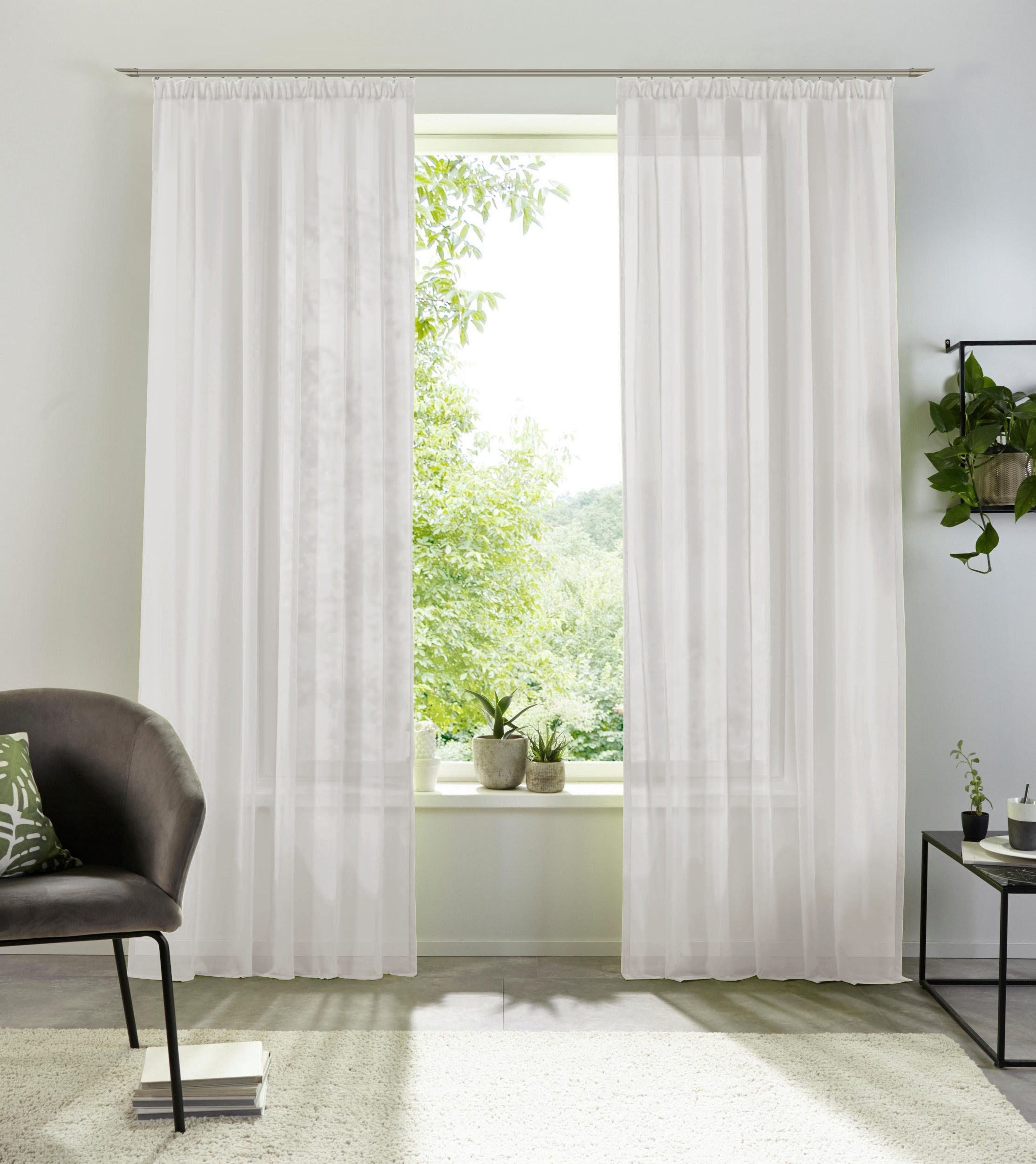 my home Gardine »XANA mit Ösen, Kräuselband oder Schlaufen« Kräuselband 1 S günstig online kaufen