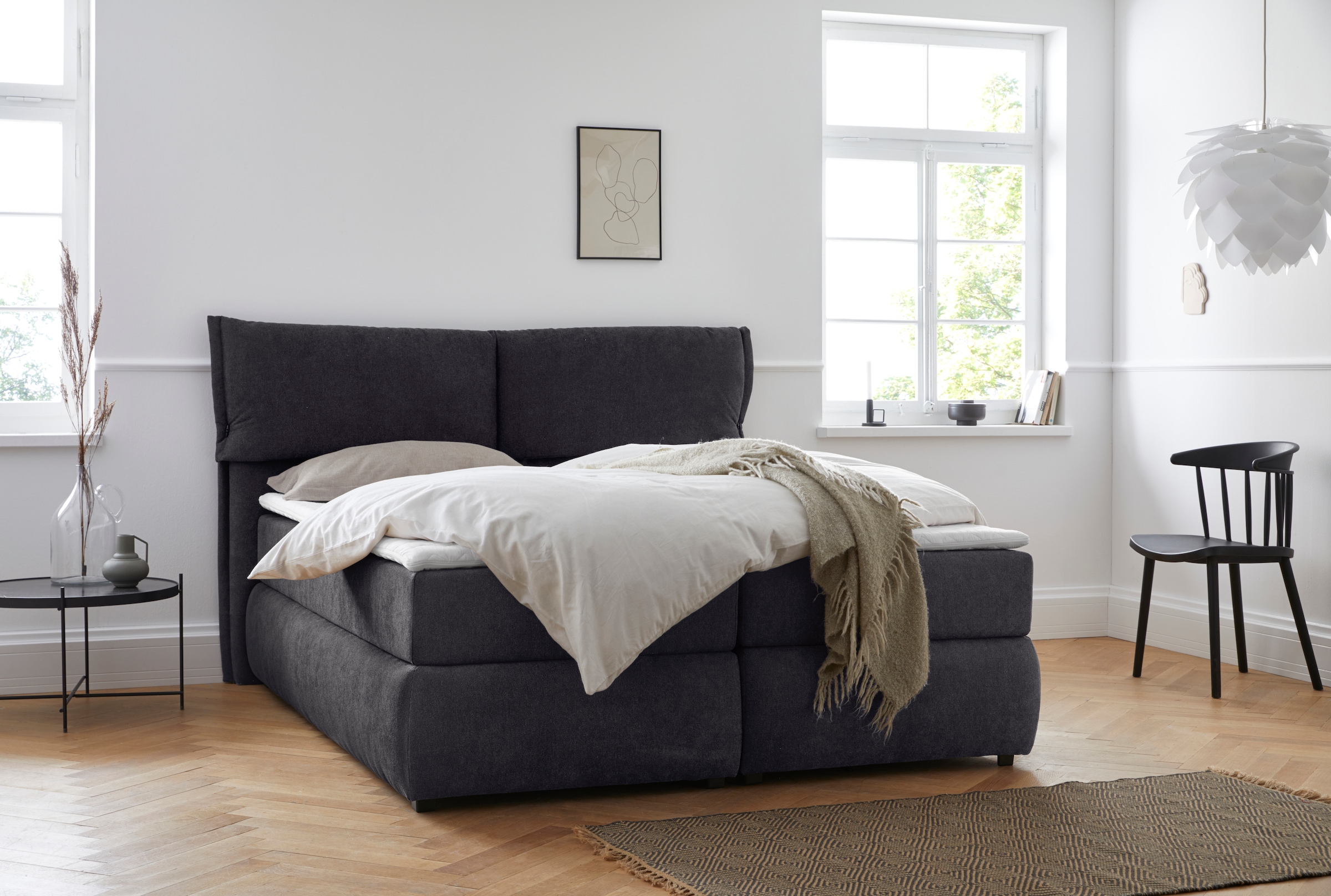 andas Boxspringbett "Jenson", in 4 Farben, 4 Breiten, 3 Matratzenarten in 2 günstig online kaufen