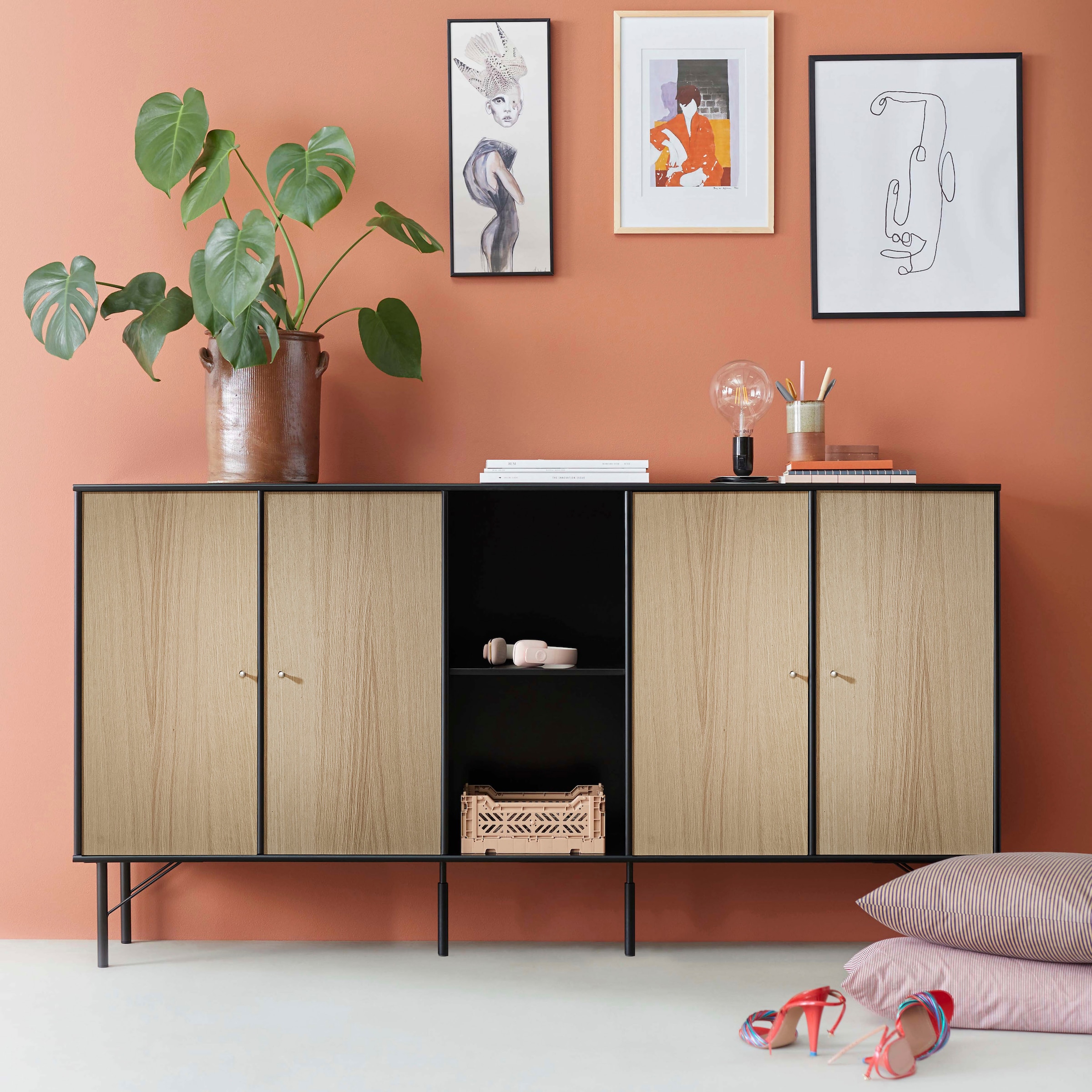 Hammel Furniture Sideboard »Mistral Kubus«, mit vier Türen und Metall Füße,  Breite: 169,8 cm auf Raten bestellen