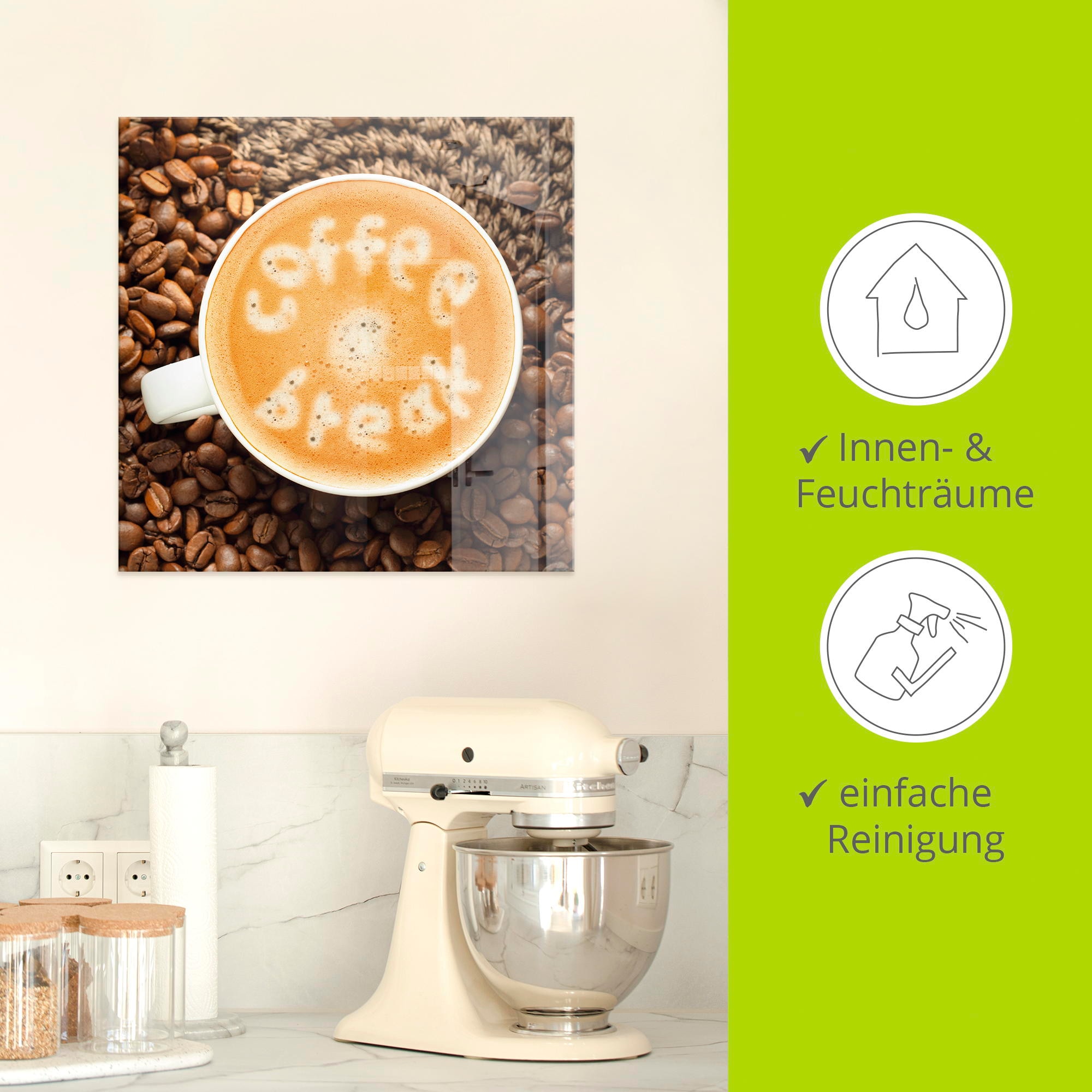 Artland Glasbild »Kaffeepause«, Getränke, (1 St.), in verschiedenen Größen