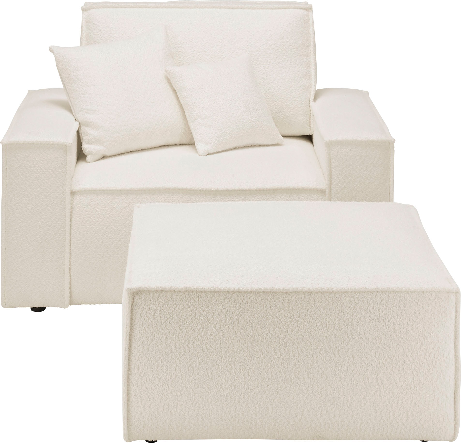 andas Loveseat »FINNLEY, Loveseat & Hocker im Set, trendige Stoffe, inkl. Z günstig online kaufen