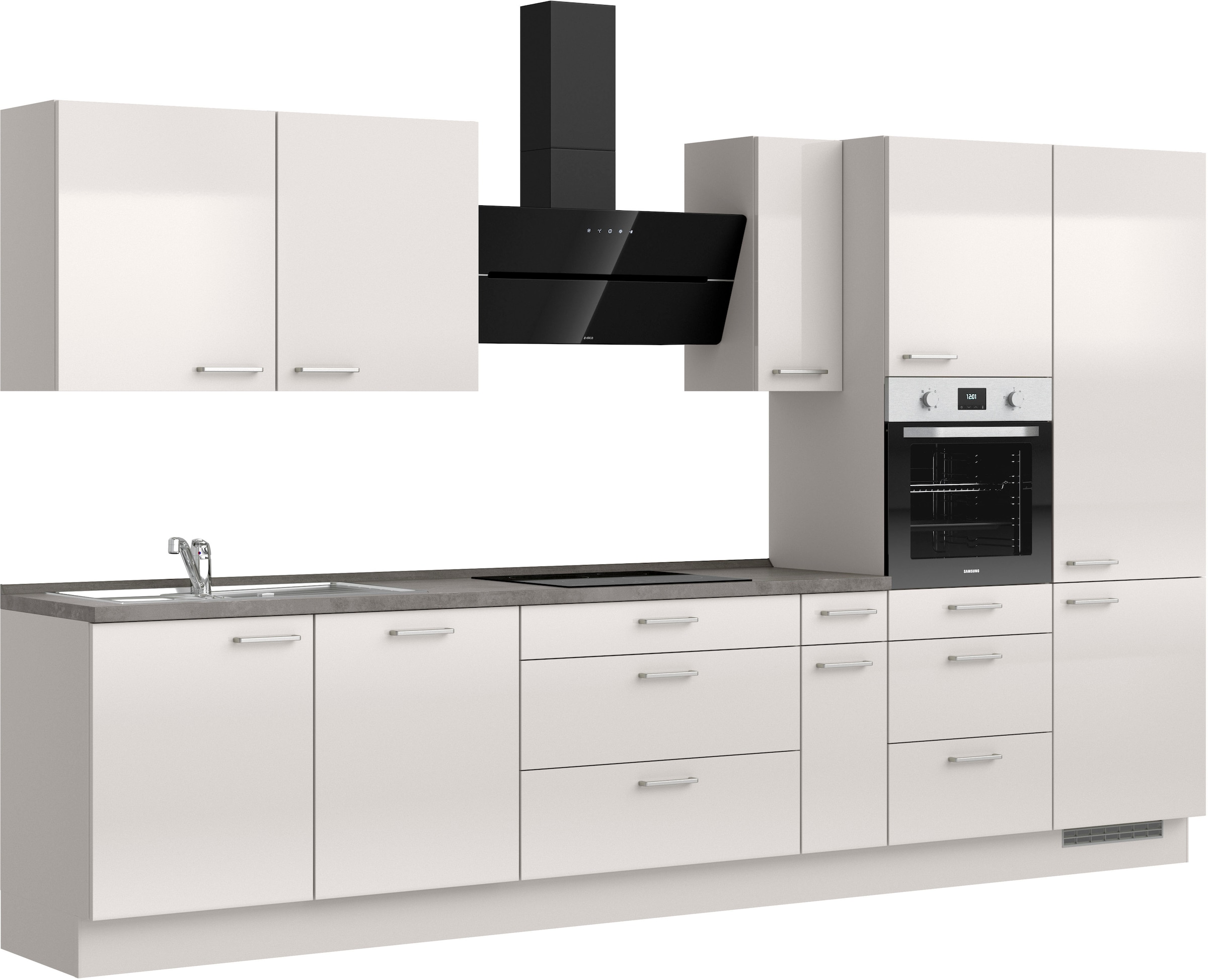 nobilia® Küchenzeile »"Flash II" mit Hochglanz Fronten«, vormontiert, Ausrichtung wählbar, Breite 360 cm, wahlw. mit E-Geräten