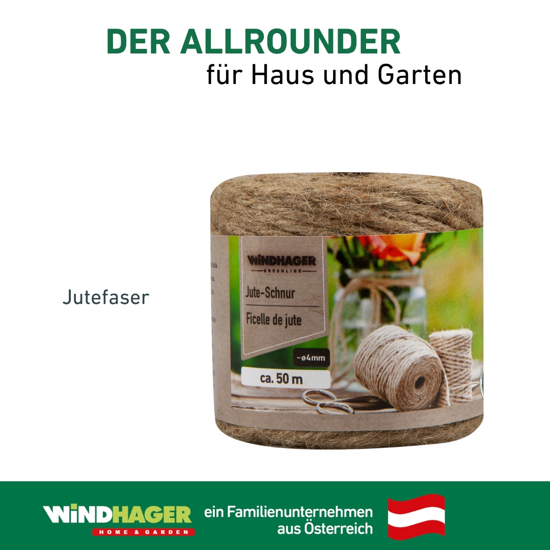 Windhager Pflanzschnur »Jute-Schnur, Garn zur Befestigen von Pflanzen« 1 Stk. tlg. Vliesen und Matten, erhältlich in 1,5 mm x 170 m oder 4 mm x 50 m