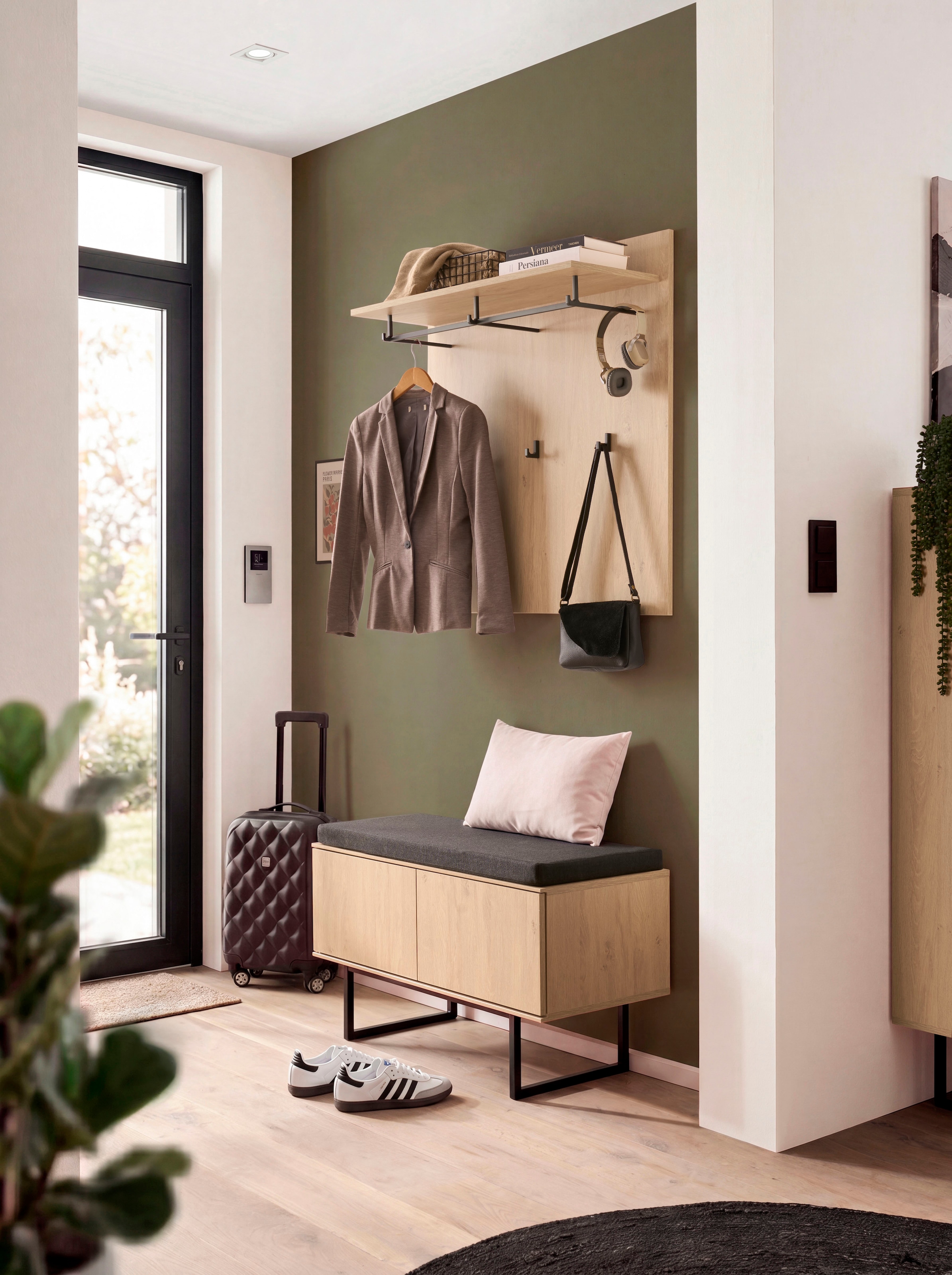 Home affaire Garderobenpaneel »Lund, Flurgarderobe, Wandregal mit Hutablage, Kleiderstange & Haken« vielseitig einsetzbar, modern, 90 cm breit