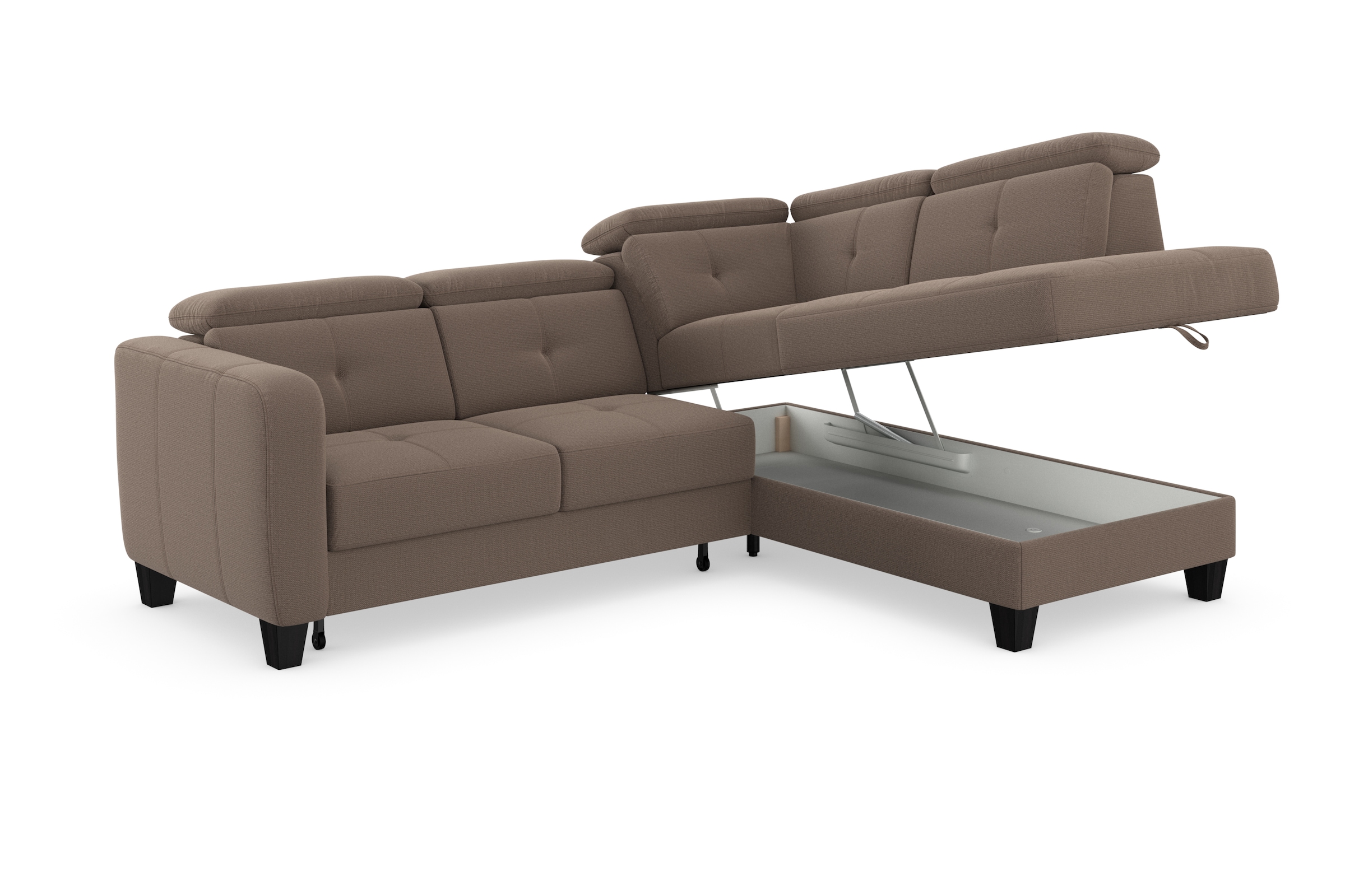 sit&more Ecksofa »Belluci L-Form«, inklusive Federkern, wahlweise mit Bettfunktion und Bettkasten