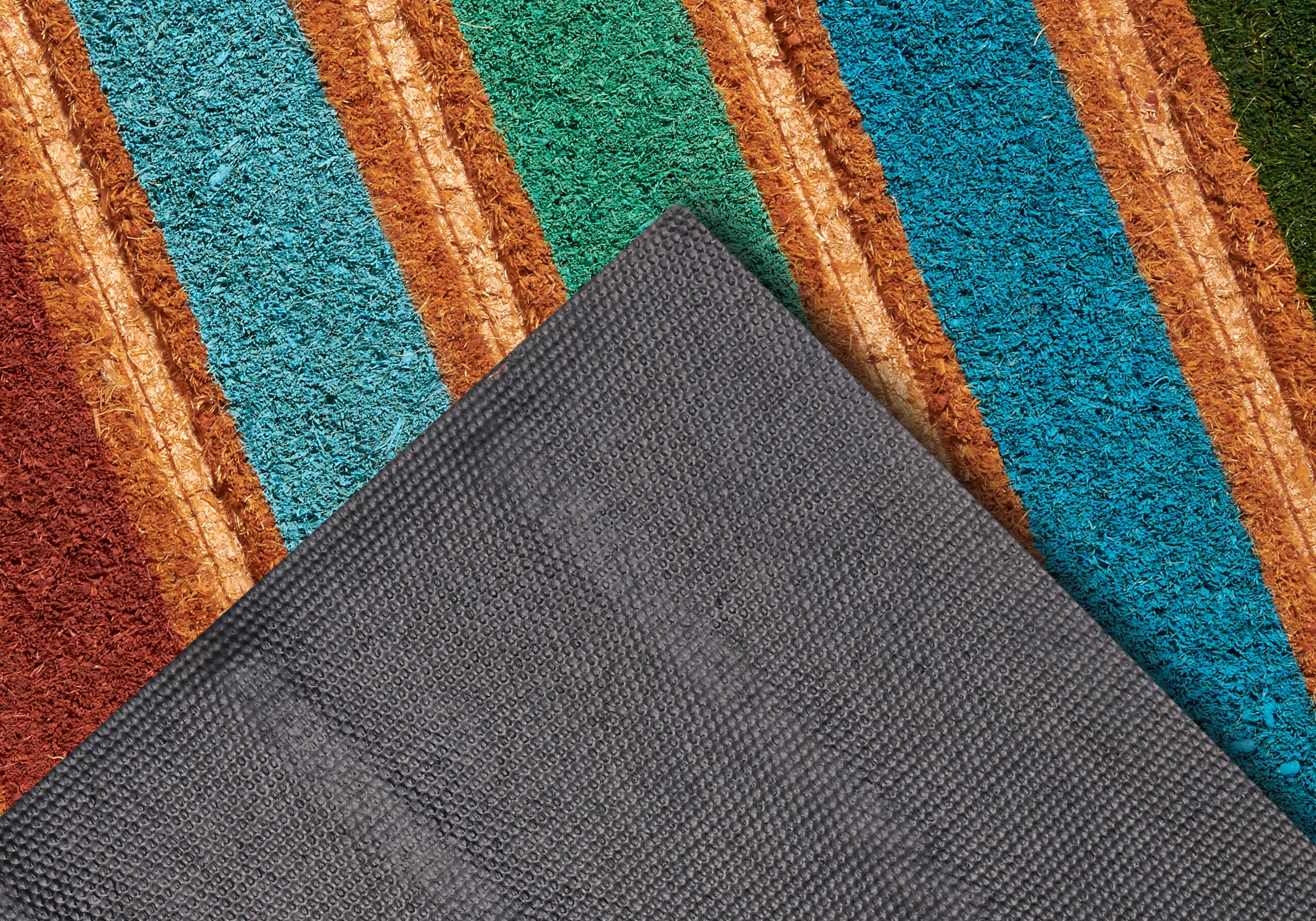 HANSE Home Fußmatte »Mix Mats Kokos Colorful Stripes, Türmatte«, rechteckig, 15 mm Höhe, Strapazierfähig, pflegeleicht, robust, wetterfest, UV-beständig