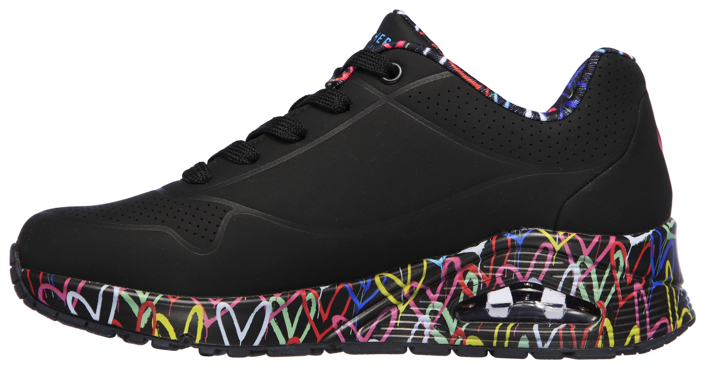 Skechers Wedgesneaker »UNO-LOVING LOVE«, mit coolem Graffiti-Print, Freizeitschuh, Halbschuh, Schnürschuh