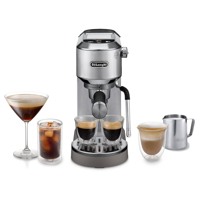 DE'LONGHI Espressomaschine »DEDICA DUO EC890.M« Cold Brew in unter 5 Minuten, 15 cm breit, 1, 1L, inkl. Milchschaumdüse Metallic