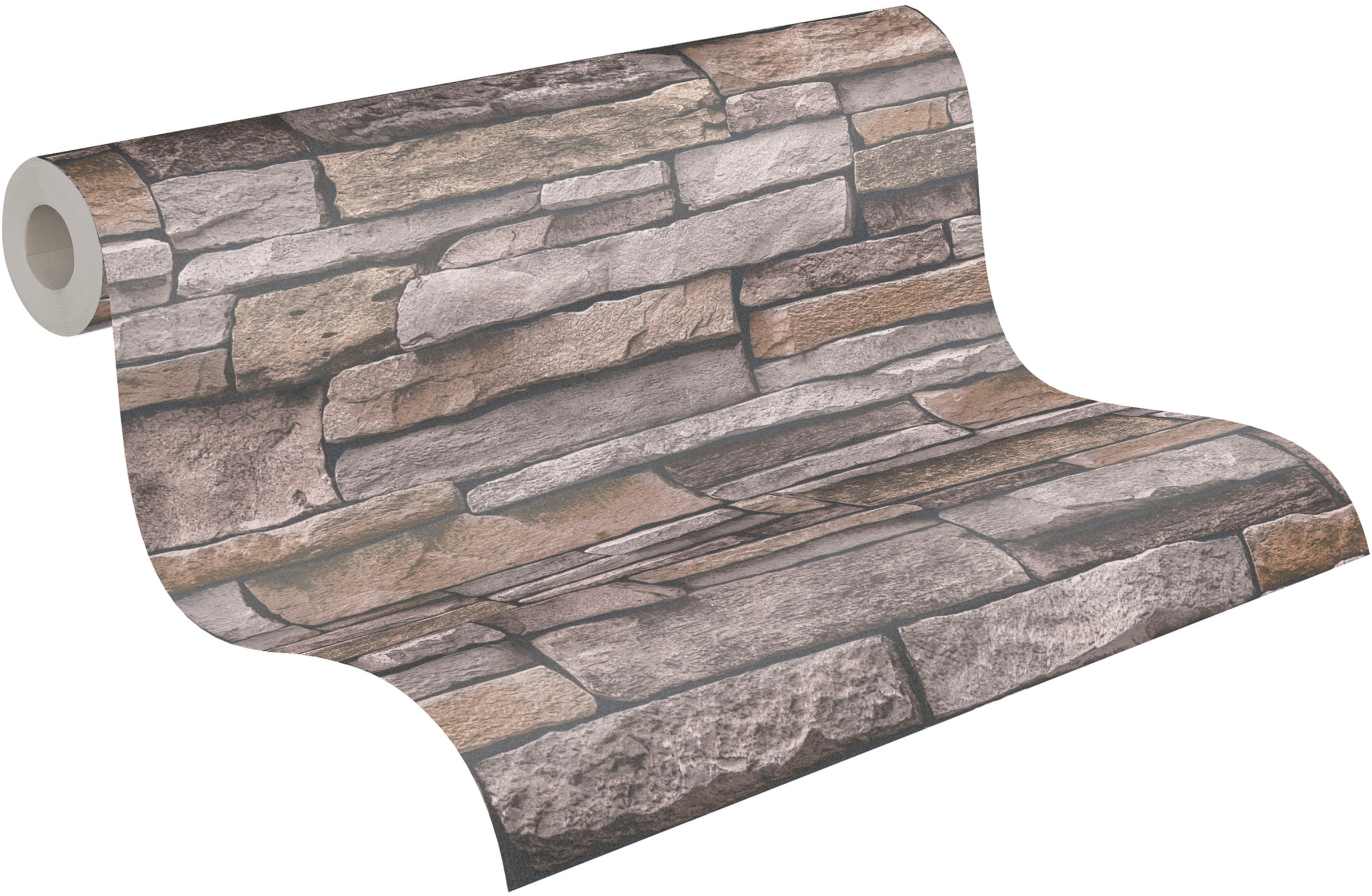 A.S. Création Vliestapete »Terra Steintapete«, matt-gemustert-neutral, Steinoptik Steinwand Naturstein-Tapete 3D-optik Tapeten Wohnzimmer