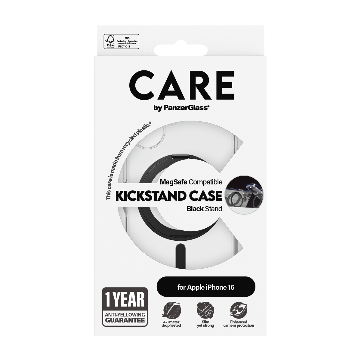 CARE by PanzerGlass Handyhülle »Kickstand Case für Apple iPhone 16«, Backcover, Schutzhülle, Handyschutzhülle, Case, Schutzcase, stoßfest