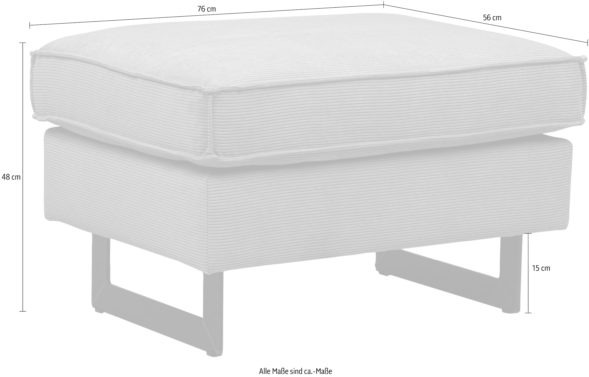 PLACES OF STYLE Polsterhocker »Pinto« mit Keder, Metallfüßen und auch in Cord Bezug erhältlich