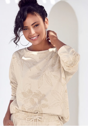 Sweatshirt, mit floralem Alloverdruck, Loungewear