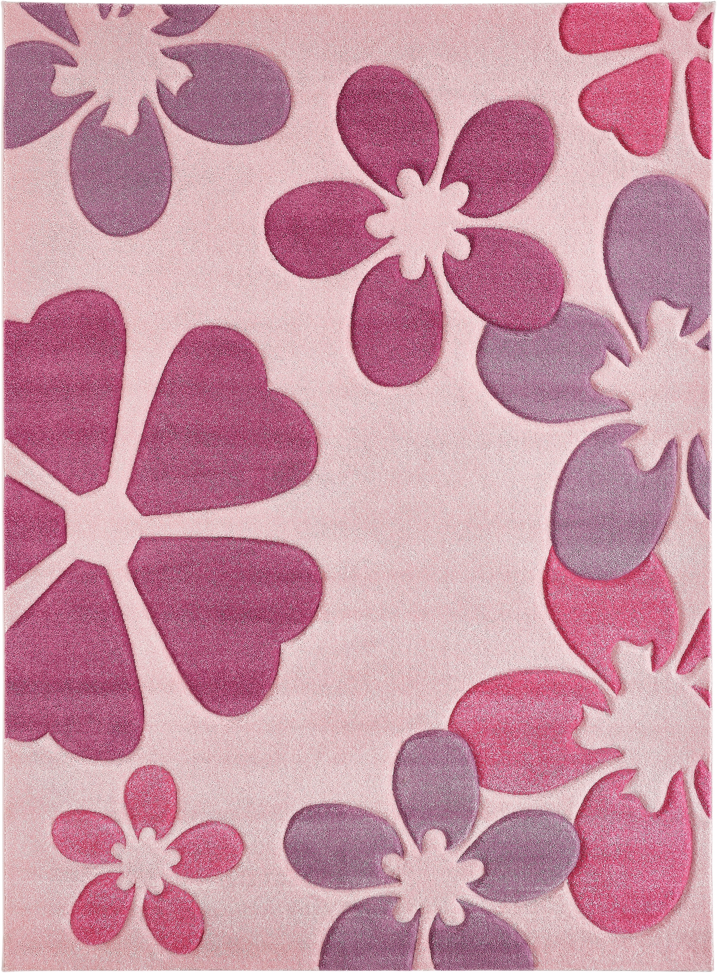 LUXOR living Kinderteppich »Flair«, rechteckig, 15 mm Höhe, Kurzflor, Blumen Design, Kinderzimmer