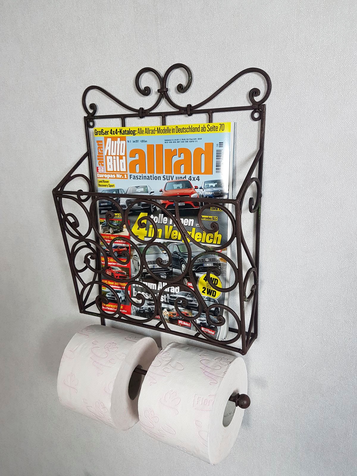 Ambiente Haus Deko-Wandregal »Zeitungs-/Toilettenrollenhalter, vintage«, (1 St.)