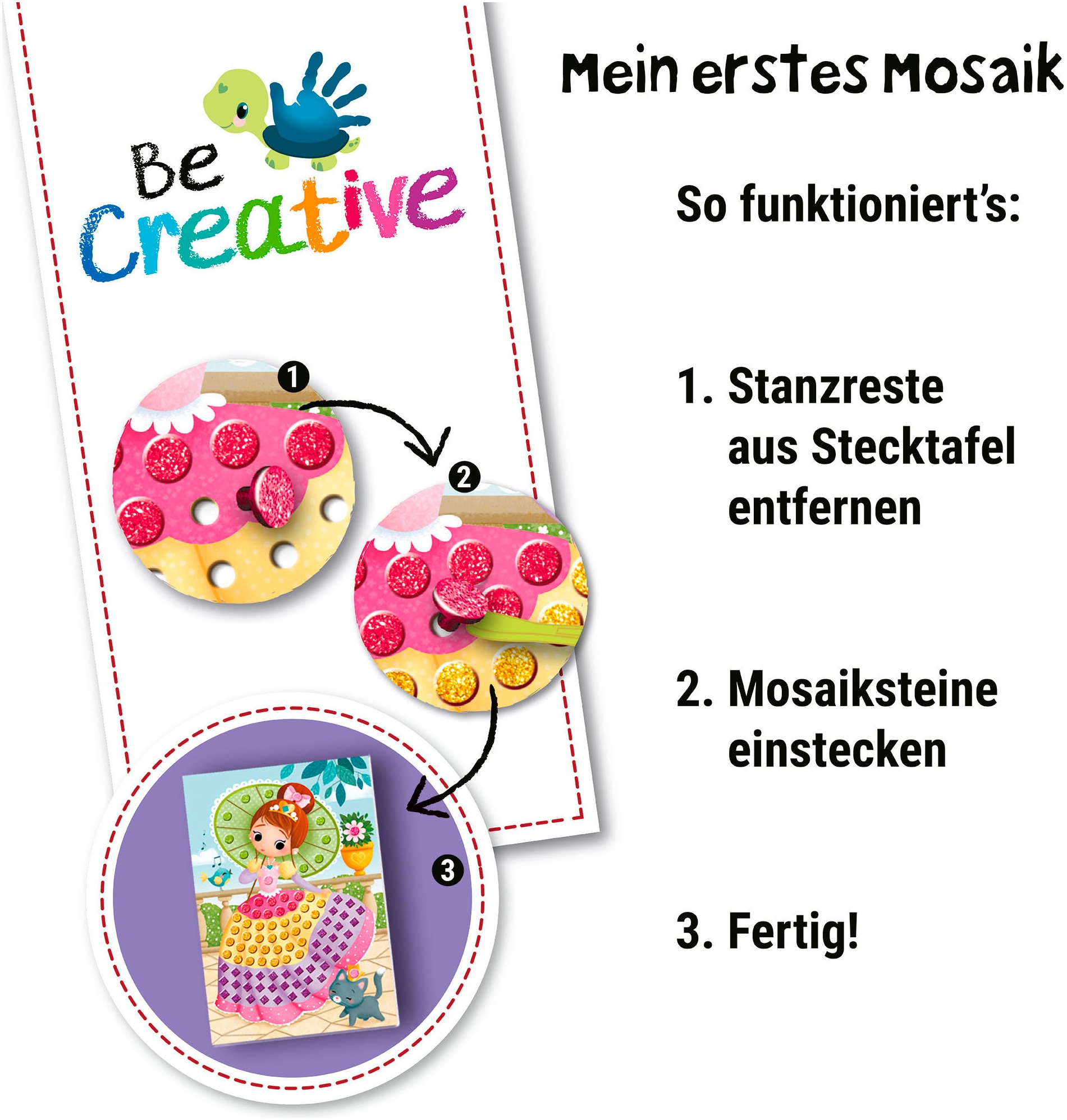 Ravensburger Kreativset »BeCreative Midi, Bastelset DIY Mosaik Prinzessinnen«, Made in Europe