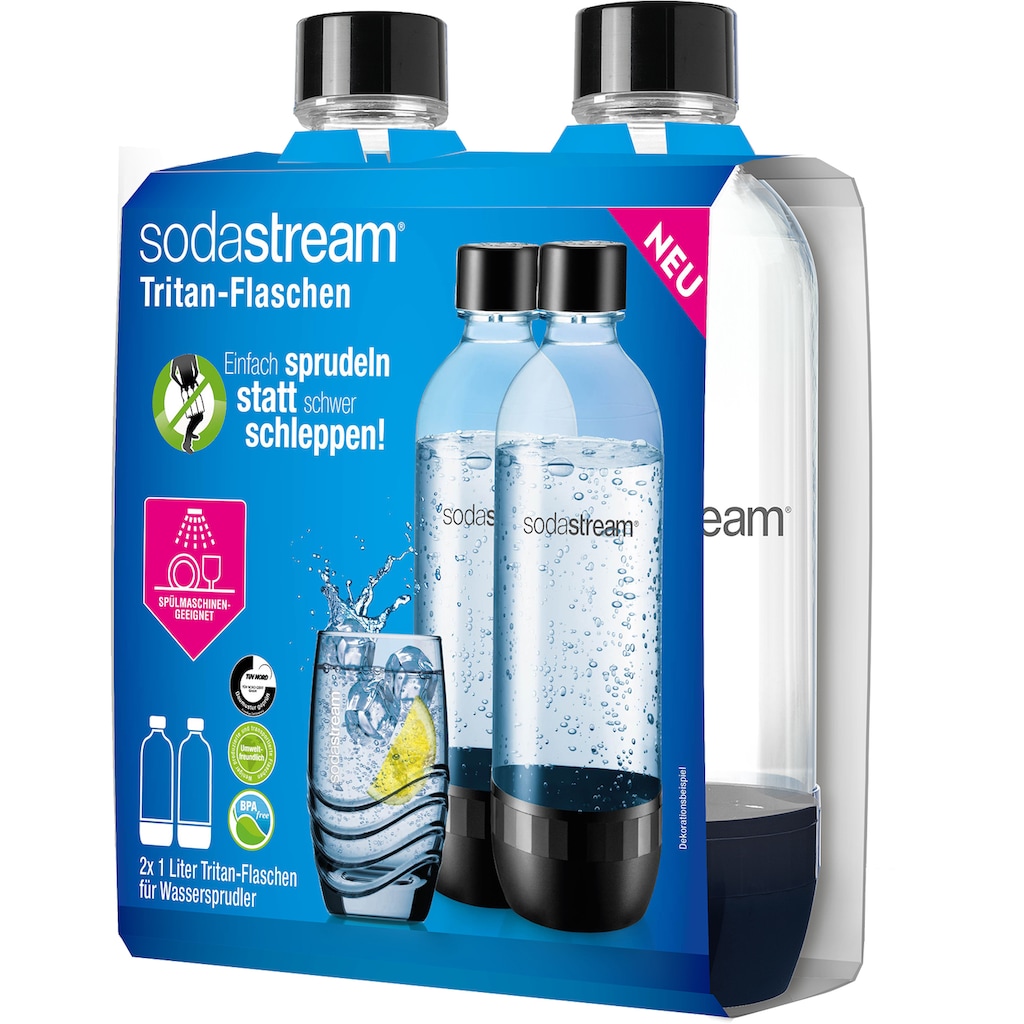 SodaStream Wassersprudler Flasche »DuoPack 2x 1L Tritan-Flasche«, (Set, 2 tlg.), Ersatzflaschen für SodaStream Wassersprudler mit PET-Flaschen