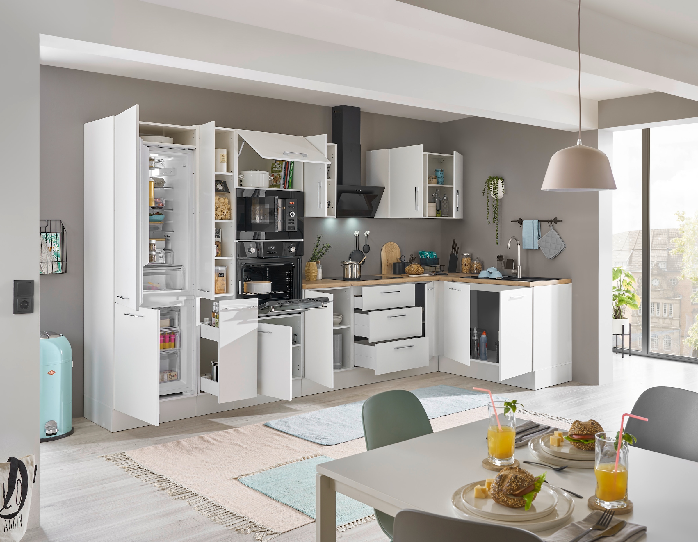 BASIC by Balculina Winkelküche »Turin«, Stellbreite 360x175 cm, wahlweise mit E-Geräten