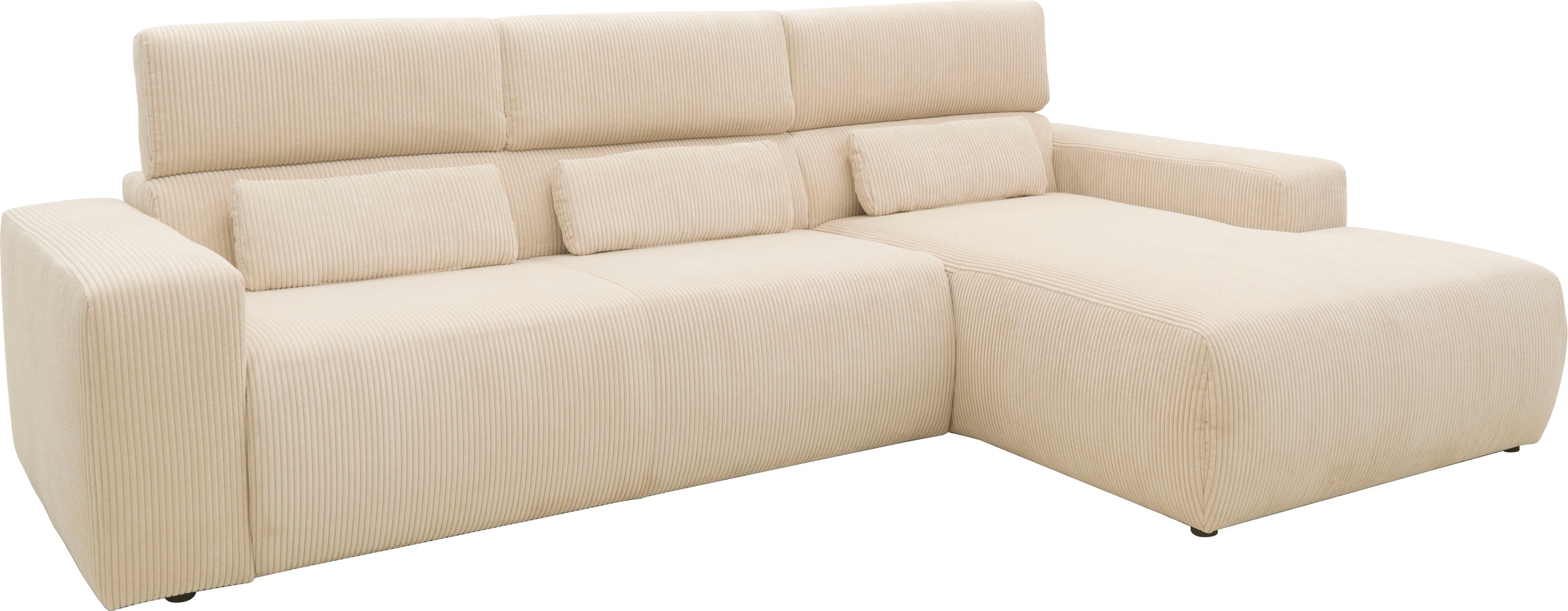 DOMO collection Ecksofa »Brandon B/T/H: 289/177/80 cm, belastbar bis 140kg/ Sitz, auch in Cord«, mit Kopfteilverstellung, wahlweise Sitztiefenverstellung, L-Form