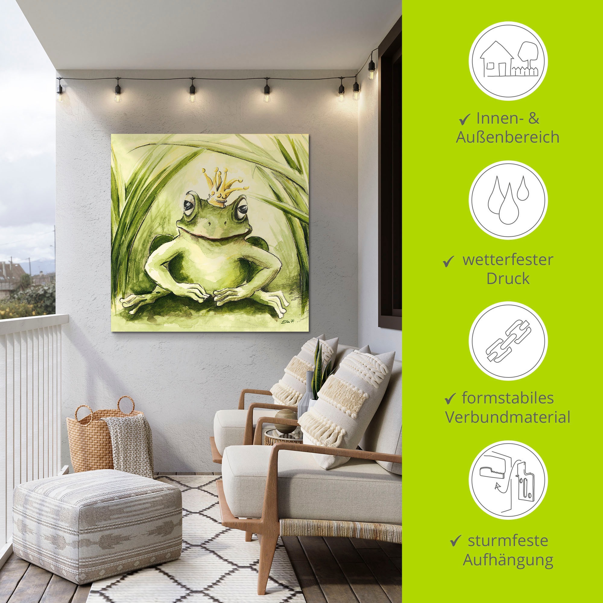 Artland Wandbild »Kleiner Frosch«, Geschichten & Märchen, (1 St.), als Alubild, Outdoorbild, Leinwandbild, Poster in verschied. Größen