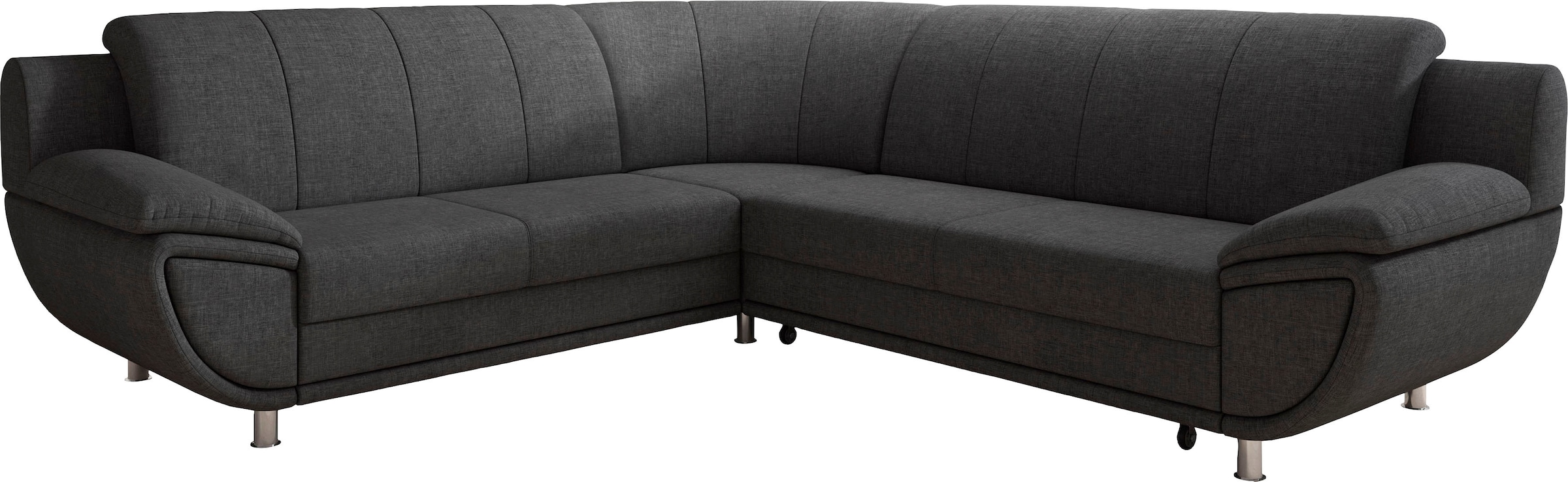 TRENDMANUFAKTUR Ecksofa »Rondo II, zeitlos & elegant, bequeme Armlehnen, L-Form« wahlweise mit Federkern, wahlweise mit Bettfunktion, B/T 247/267cm