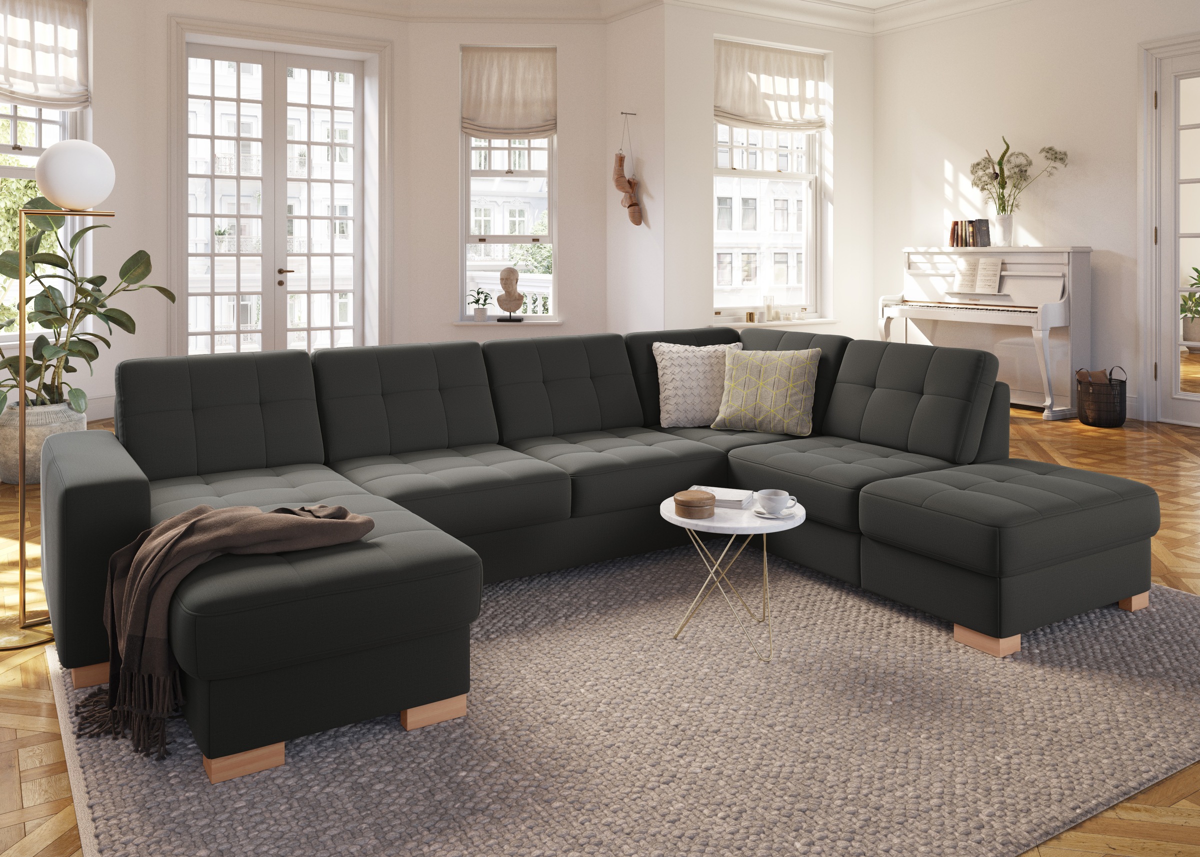 sit&more Wohnlandschaft »Quincy U-Form«, wahlweise mit Bettfunktion und Bettkasten