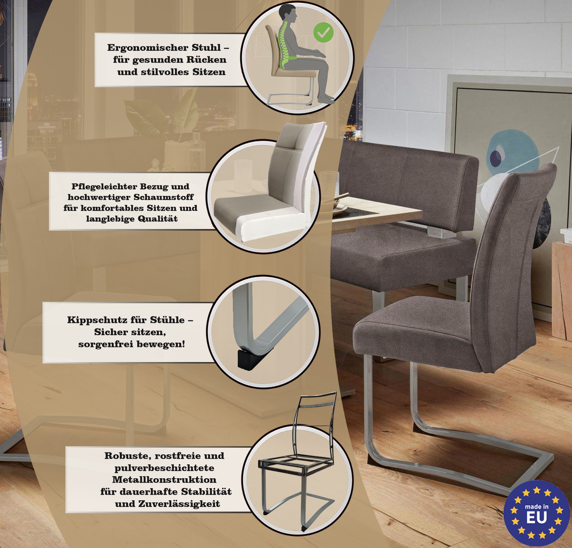 Home affaire Freischwinger »Rab«, (Set), 2 St., Microfaser, Bezug in verschiedenen Qualitäten, maximale Belastbarkeit 120 kg
