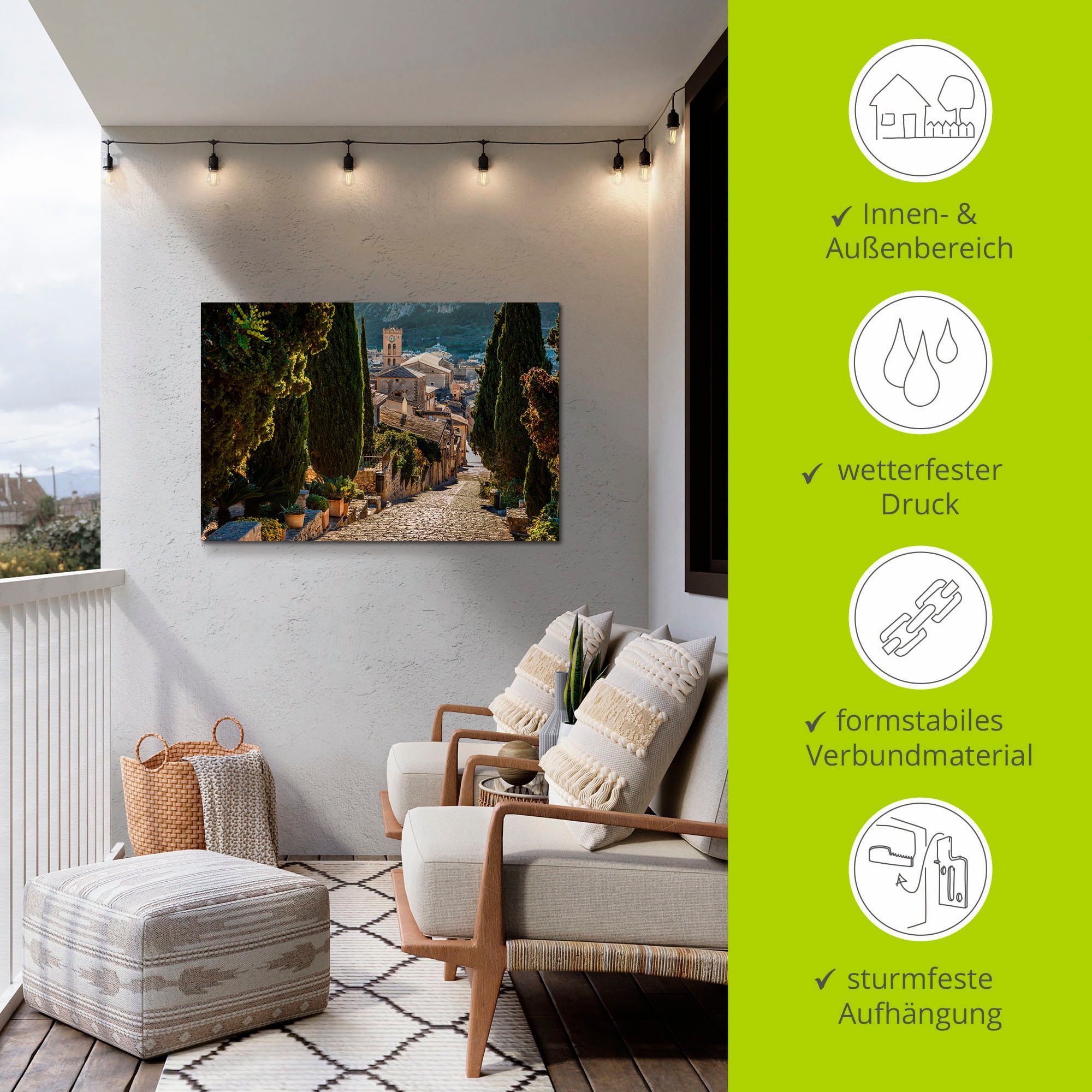 Artland Wandbild »Blick vom Kalvarienberg auf Pollenca«, Mallorca, (1 St.), als Alubild, Outdoorbild, Leinwandbild in verschied. Größen