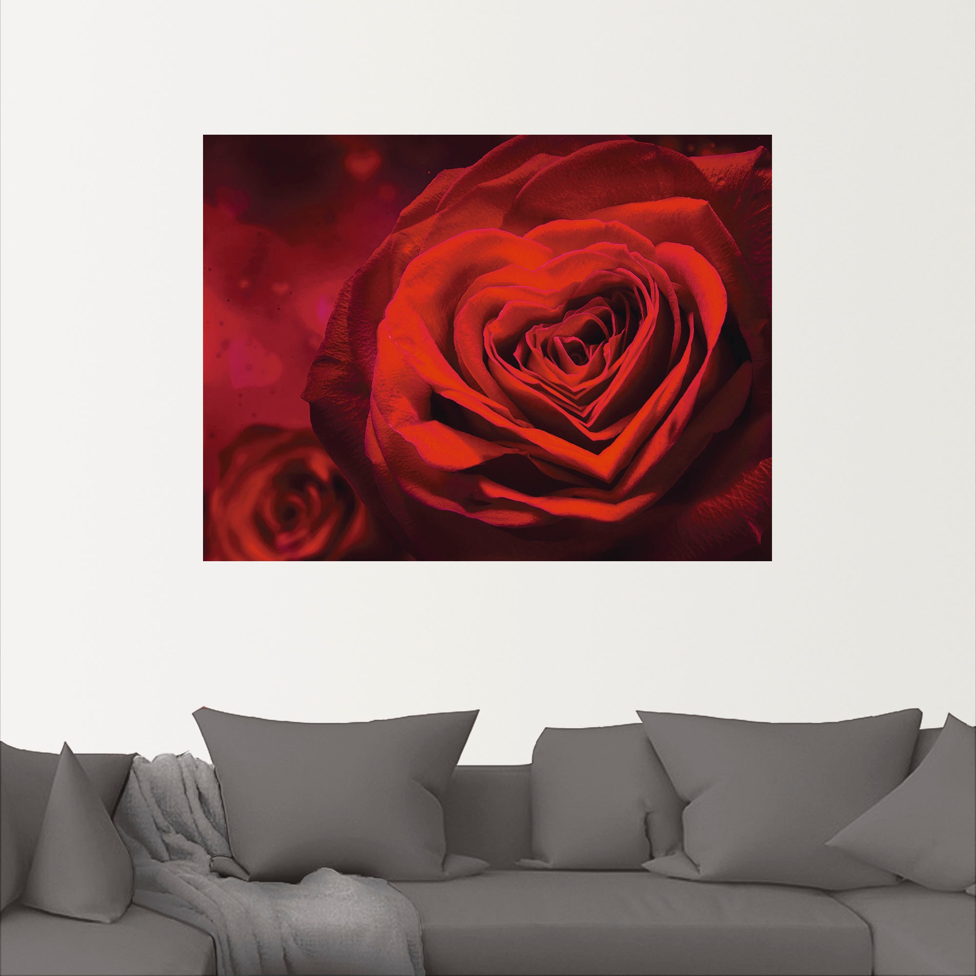 Artland Wandbild »Valentinseinladung mit Herzen und Rosen«, Blumen, (1 St.), als Leinwandbild, Poster, Wandaufkleber in verschied. Größen