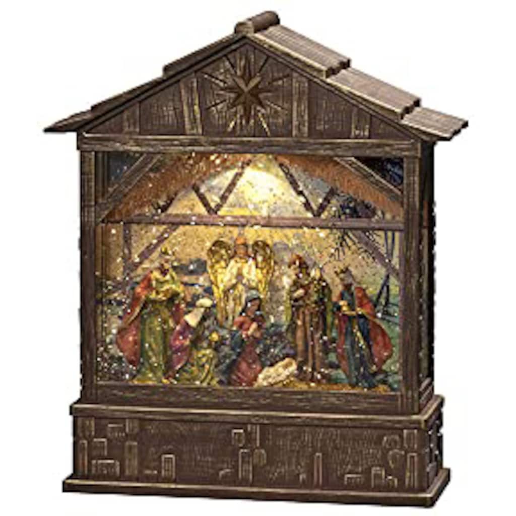 KONSTSMIDE LED Laterne »Weihnachtsdeko«, 1 flammig-flammig, LED Wasserlaterne, "Krippe mit Geburt Jesus"