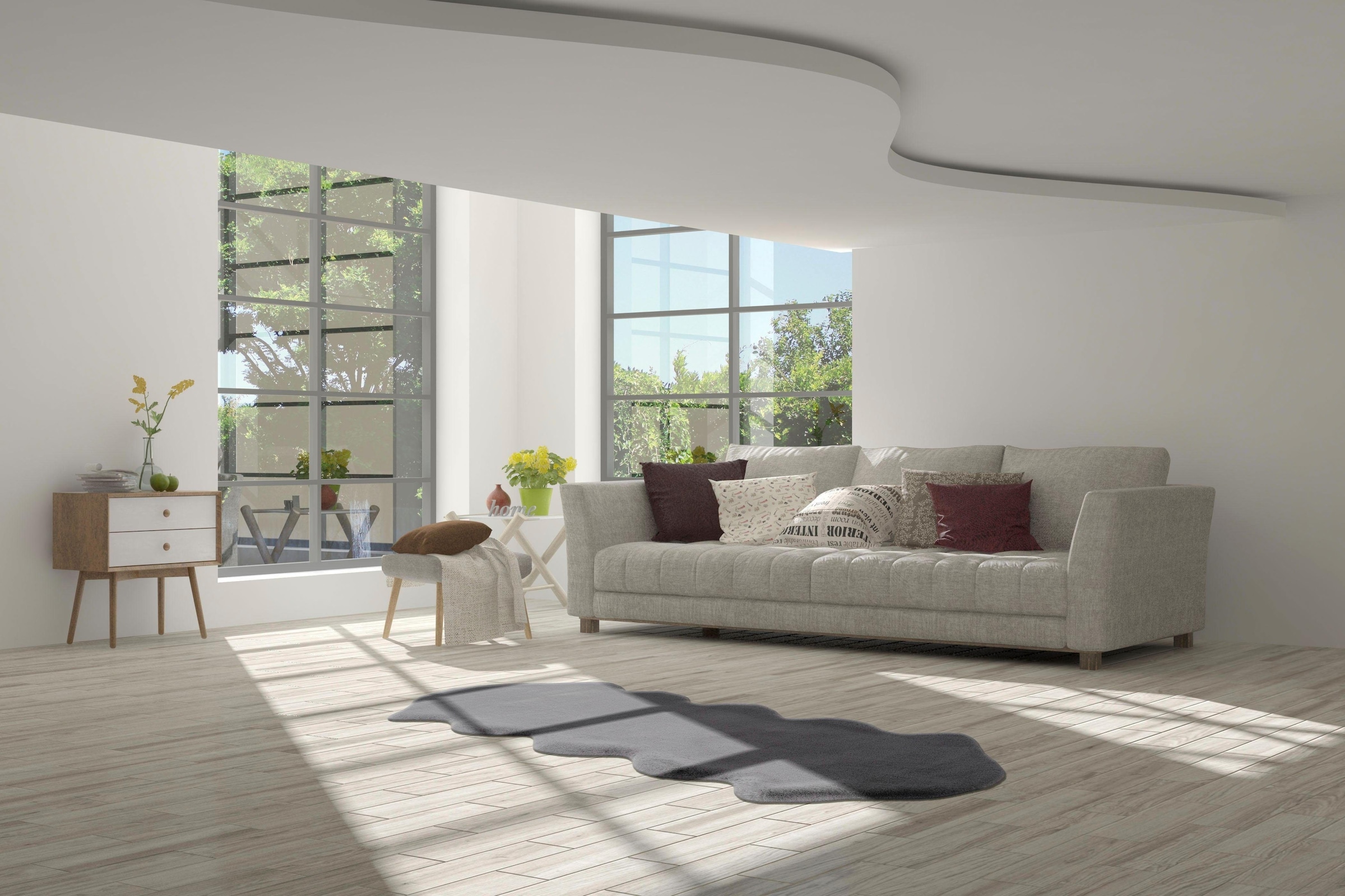 calo-deluxe Fellteppich »Vogesen 300«, fellförmig, 35 mm Höhe, Kunstfell, Hochflor, handtuft, Wohnzimmer, Schlafzimmer