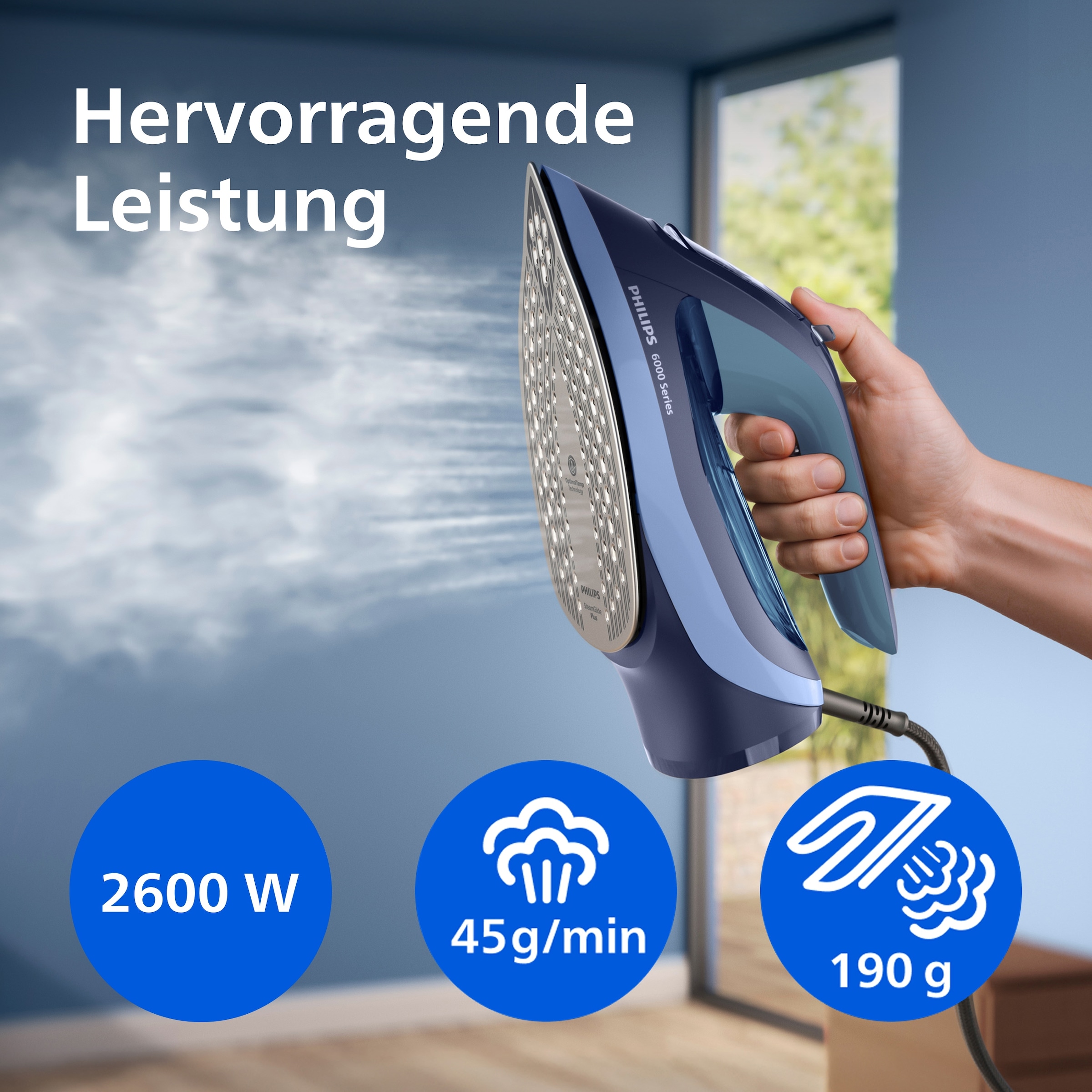 Philips Dampfbügeleisen »DST6120/20 6000 Series High-End mit 4 Dampfeinstellungen« 2600 W 2600 W, SteamGlide Plus, mit 300 ml Wassertank und 190 g Dampfstoß
