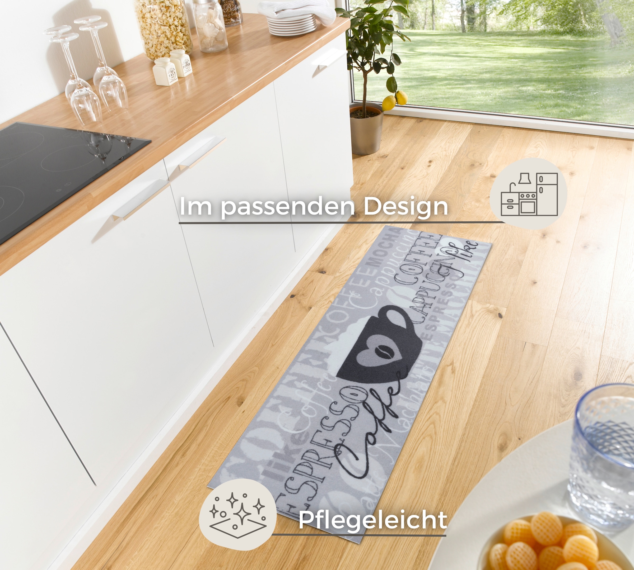 HANSE Home Küchenläufer »I Like Espresso«, rechteckig, 3 mm Höhe, Läufer, Rutschfest, Küchenteppich, Küche, Teppich, Pflegeleicht
