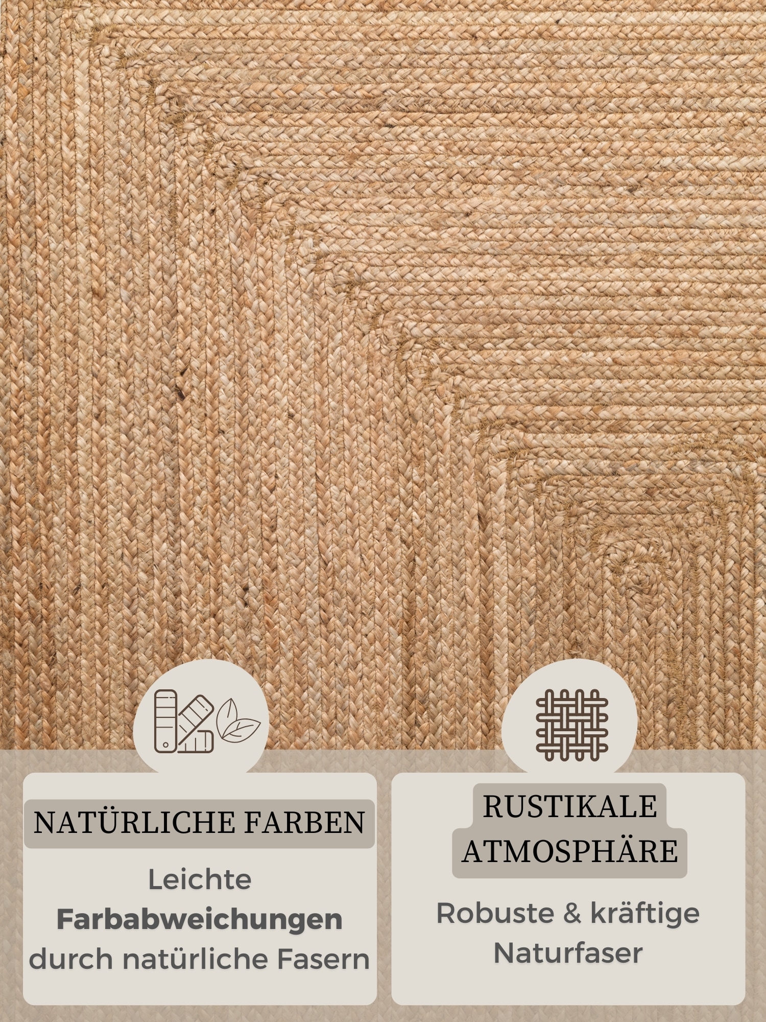 HANSE Home Teppich »Sharmila Juteteppich«, rechteckig, 9 mm Höhe, 100 % Jutefaser, Natur, Wohnzimmer, Esszimmer, Flur, Boho, Skandi
