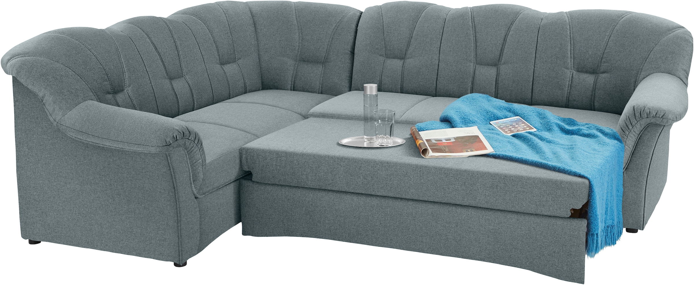 DOMO collection Ecksofa »Papenburg B/T/H: 242/190/84 cm L-Form«, wahlweise mit Bettfunktion, Langer Schenkel links oder rechts