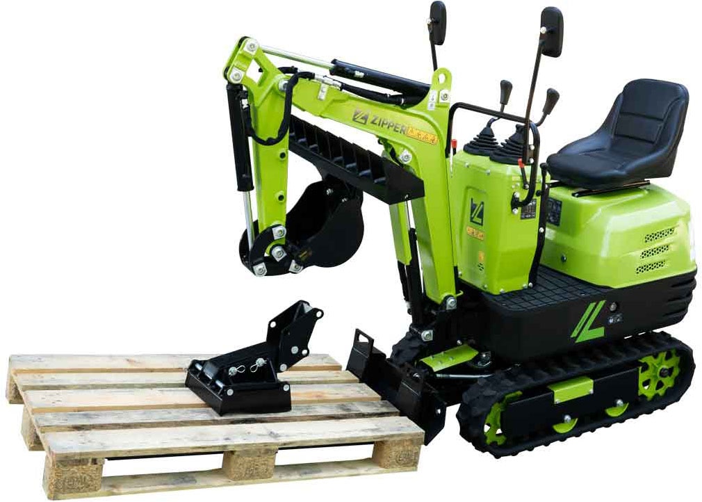 ZIPPER Minibagger Set,  6,3 kW Benzinmotor mit Elektrostarter