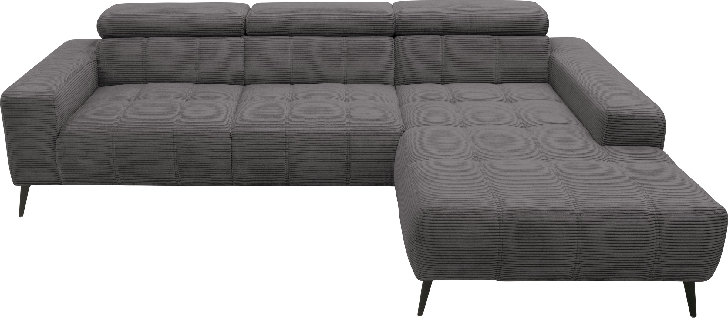 DOMO collection Ecksofa »Trento L-Form, mit Kufenfuß oder Einzelfuß«, wahlweise mit Kopfteilverstellung, Recamiere links/rechts bestellbar