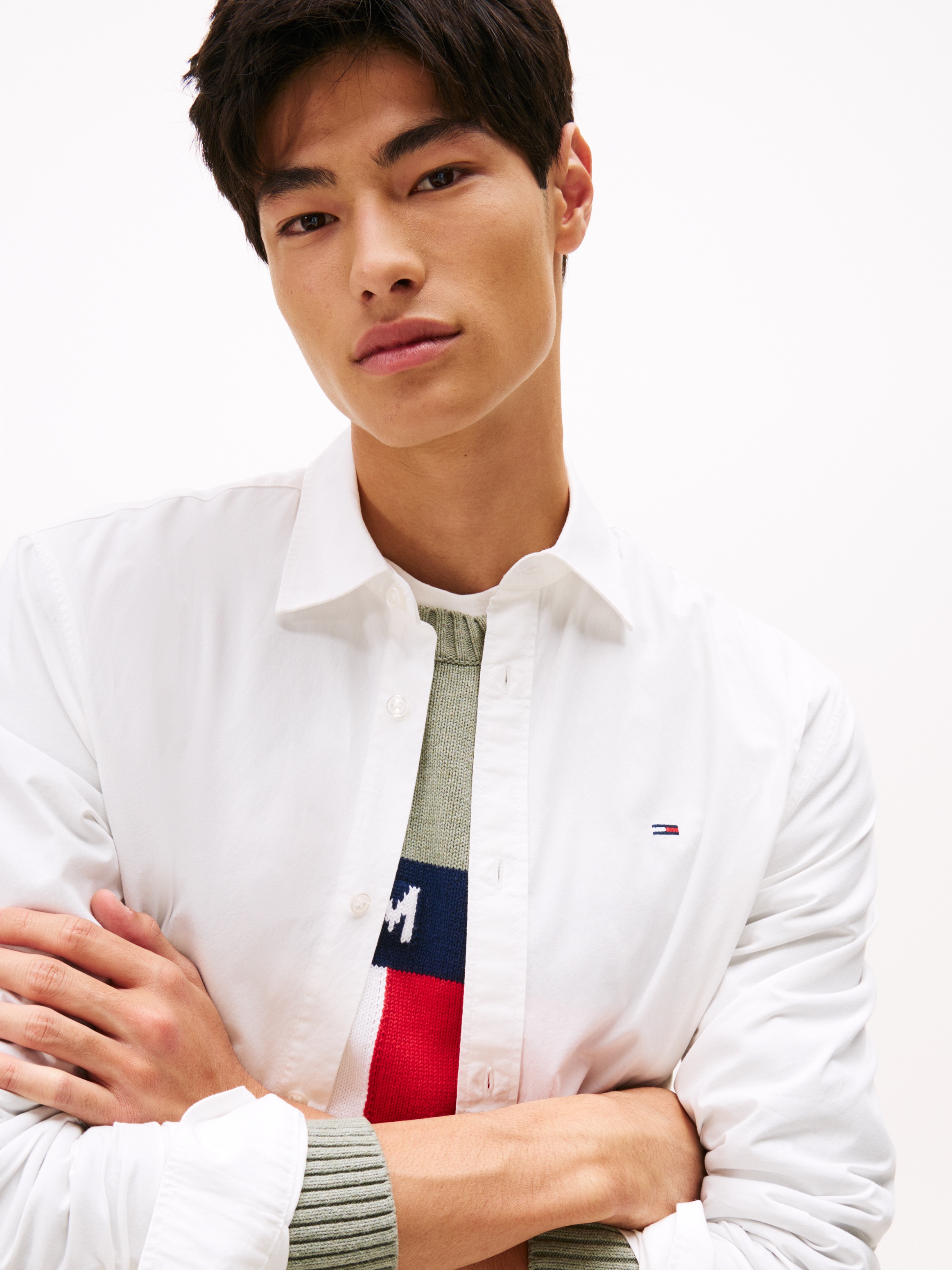 Tommy Jeans Langarmhemd »TJM POPLIN« Regular fit, Kentkragen