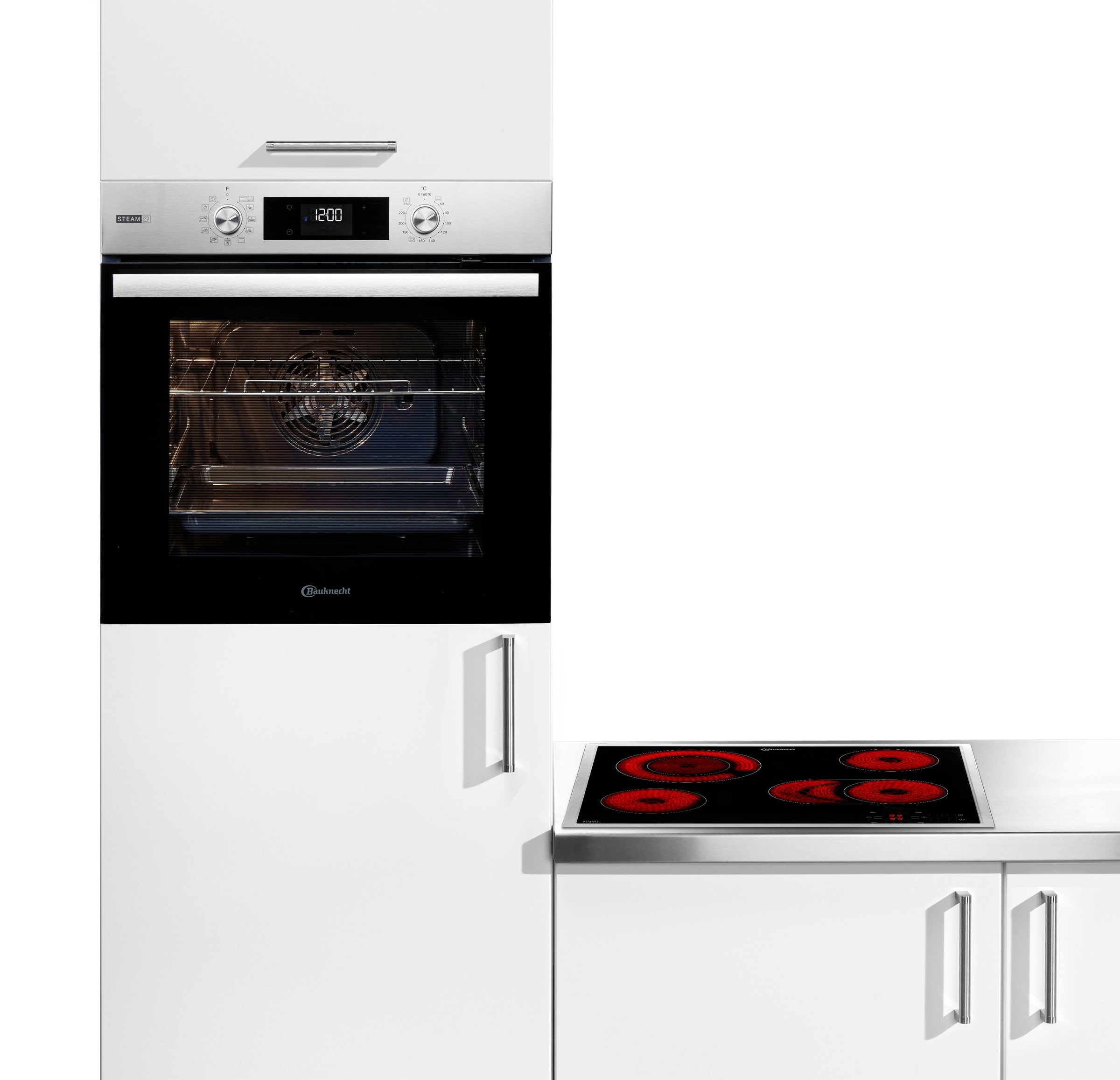BAUKNECHT Backofen-Set »BAKO 760 Steam IN« mit 1-fach-Teleskopauszug Set, 2 Stk. tlg. GentleSteam - für ein saftiges Inneres und ein knuspriges Äußeres
