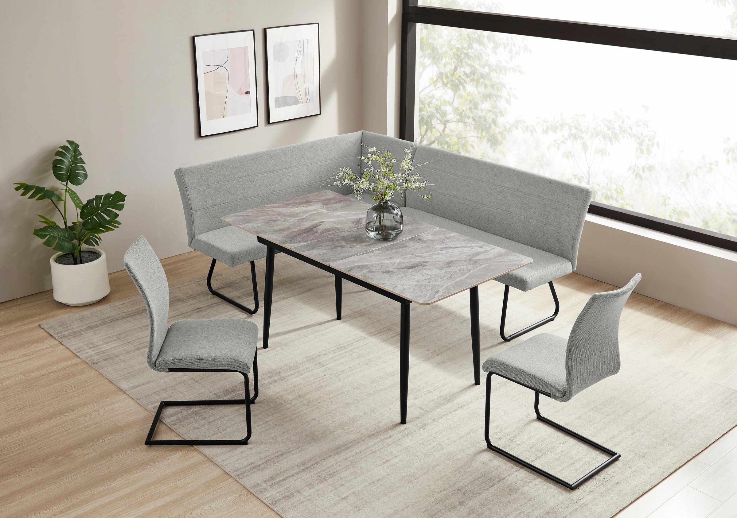 OTTO home Eckbankgruppe »Stevian« Set, 1 ausziehbarer Esstisch + 1 Eckbank günstig online kaufen