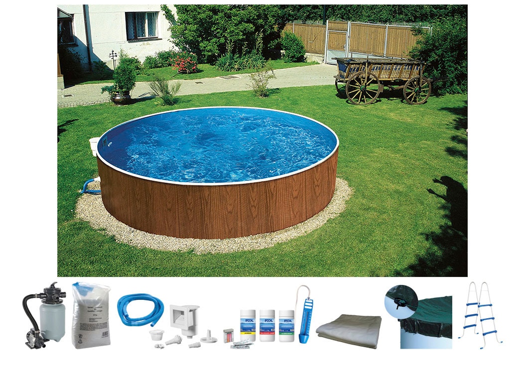 my POOL BWT Rundpool »MAONI 1«, (Set, 8 tlg.), Aufstellpool in Holzoptik in verschiedenen Größen