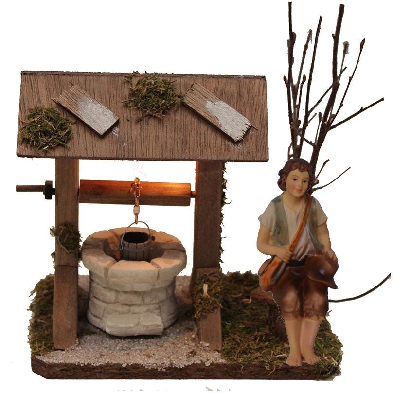 Beleuchtung Figur bestellen Hirte Alfred »Brunnen mit sitzend, auf und Weihnachtsdeko« Rechnung Krippen-Zubehör Kolbe