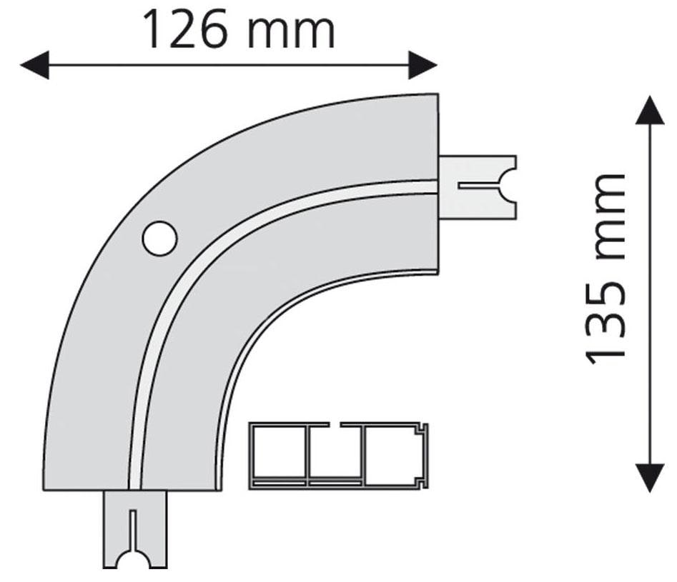 Liedeco Erker-Innenbogen, 1 läufig-läufig, Fixmaß, weiß