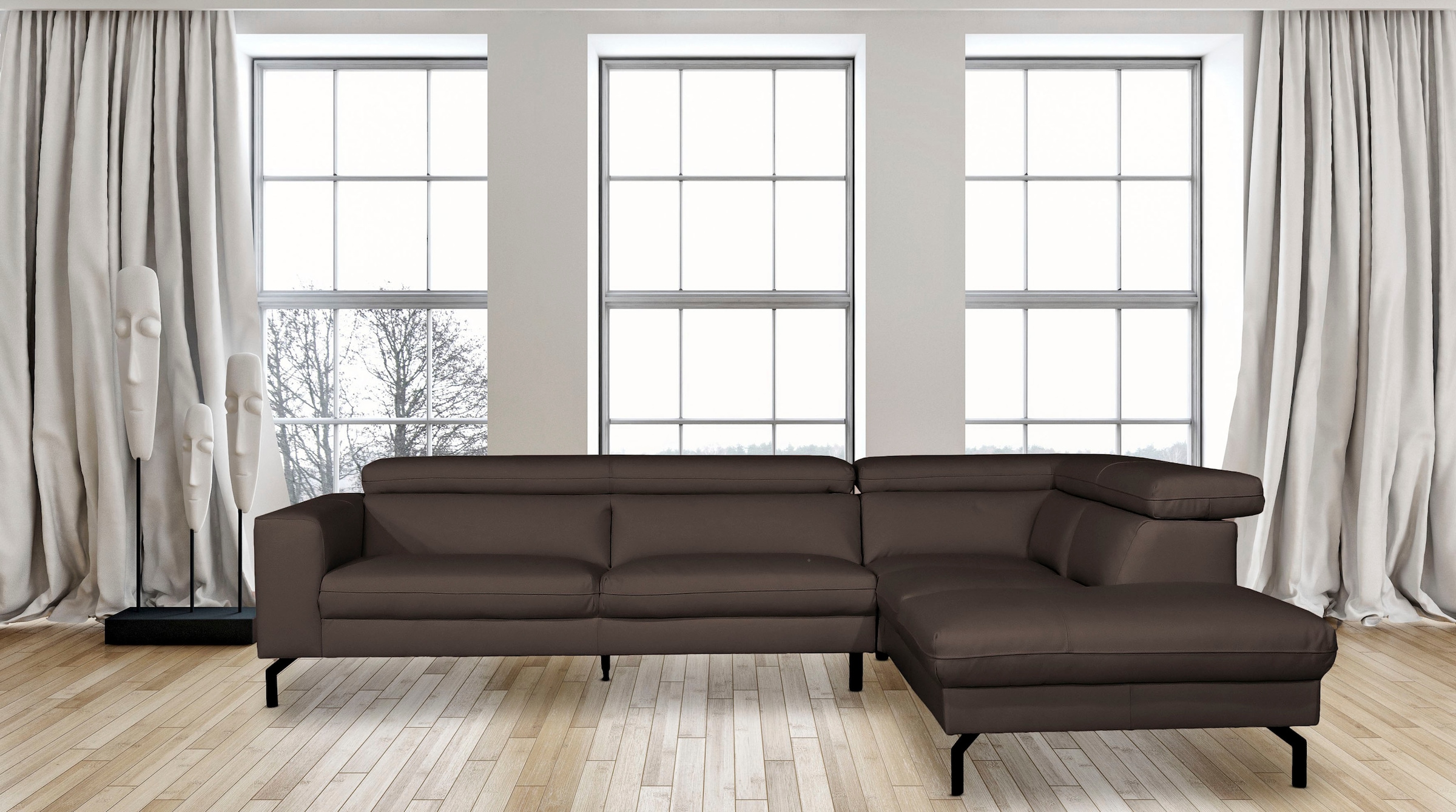Places of Style Ecksofa »Olanta, L-Form«, mit verstellbaren Kopfstützen