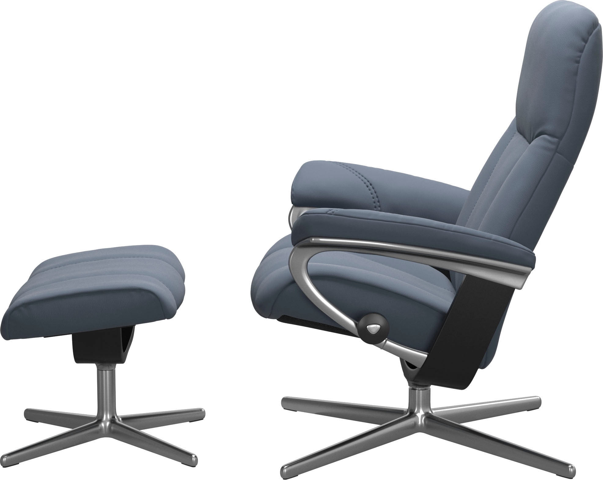 Stressless® Relaxsessel »Consul« Set, Relaxsessel mit Hocker,  mit Hocker, mit Cross Base, Größe S, M & L, Holzakzent Schwarz