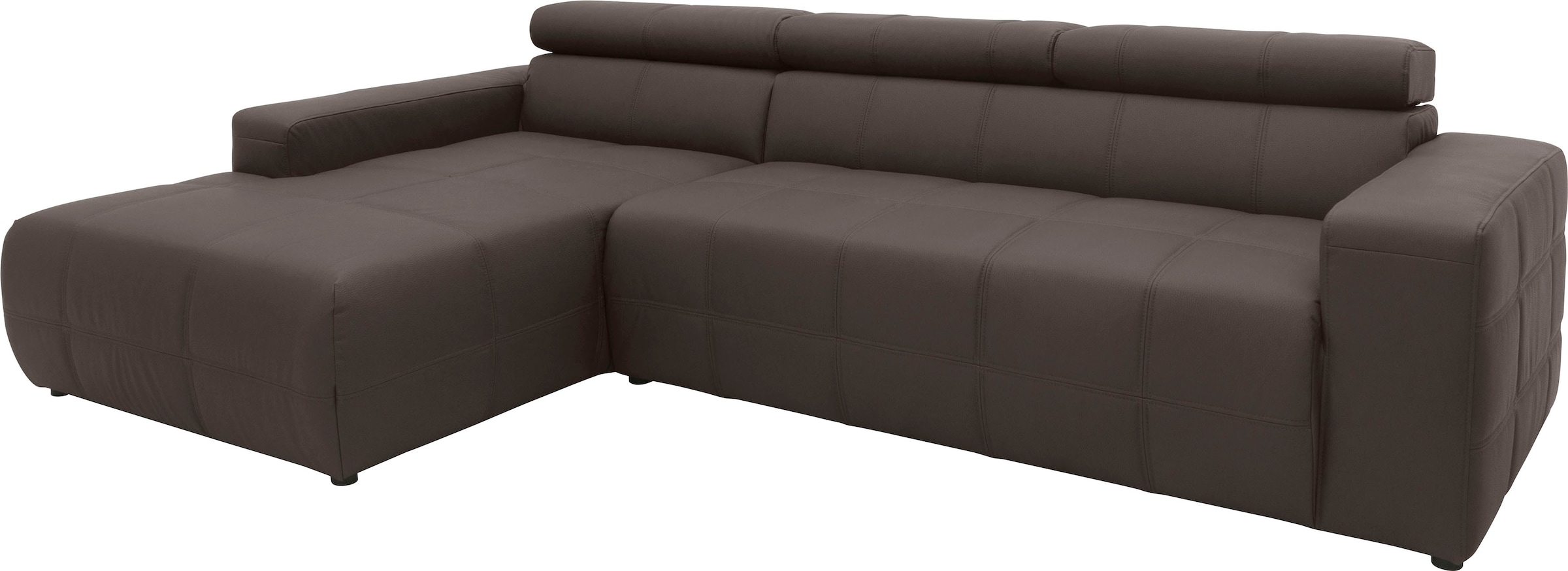 DOMO collection Ecksofa »Brandon große Ausführung B/T/H: 289/177/80 cm, auch in Leder und Cord«, mit Kopfteilverstellung, wahlweise Sitztiefenverstellung, L-Form