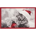 HANSE Home Fußmatte »Christmas Cat«, rechteckig, 7 mm Höhe, In und Outdoor geeignet, Tier Motiv, Pflegeleicht, Rutschfest, Weihnachten, Waschbar