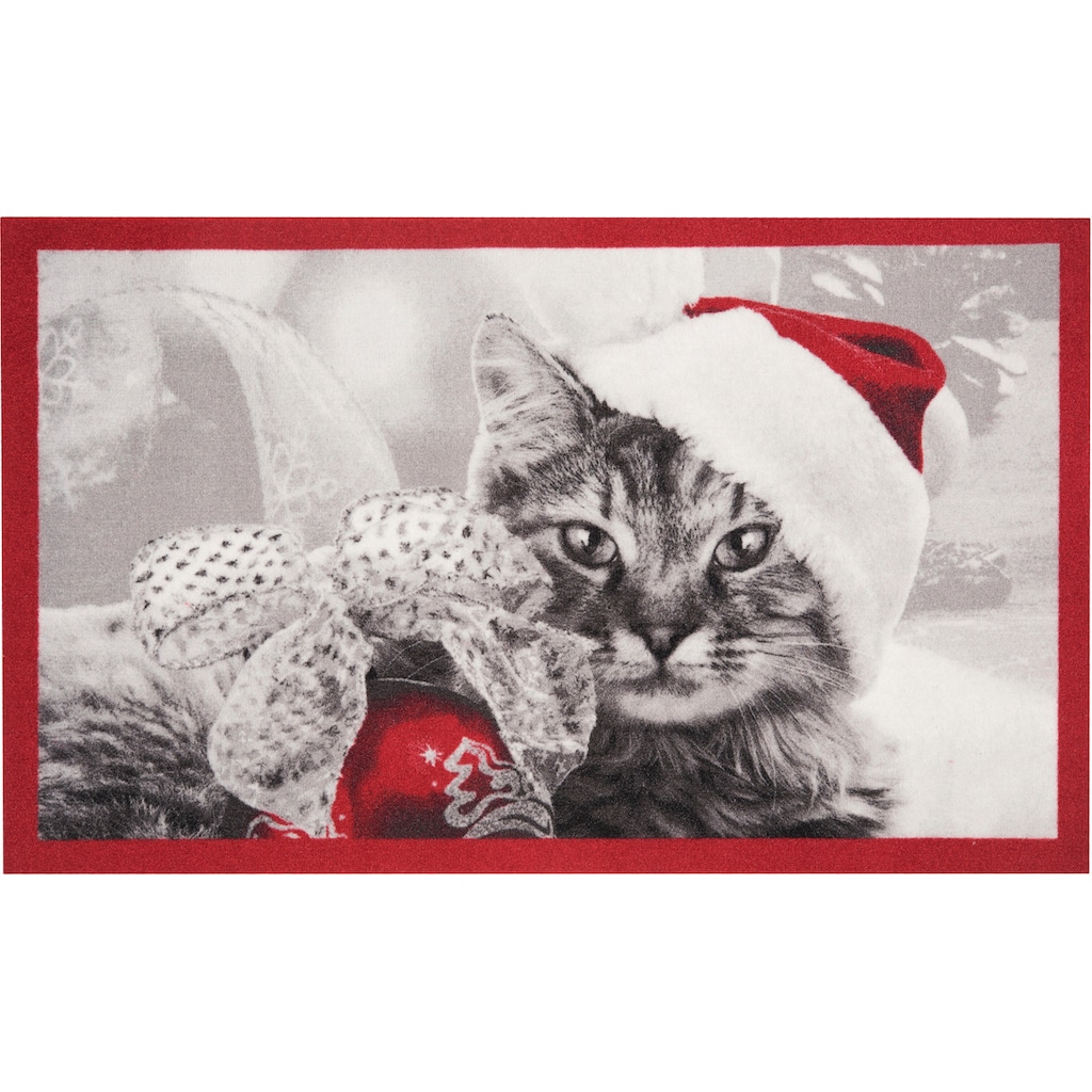 HANSE Home Fußmatte »Christmas Cat«, rechteckig, Tier Motiv, Pflegeleicht, Rutschfest, Weihnachten, Waschbar