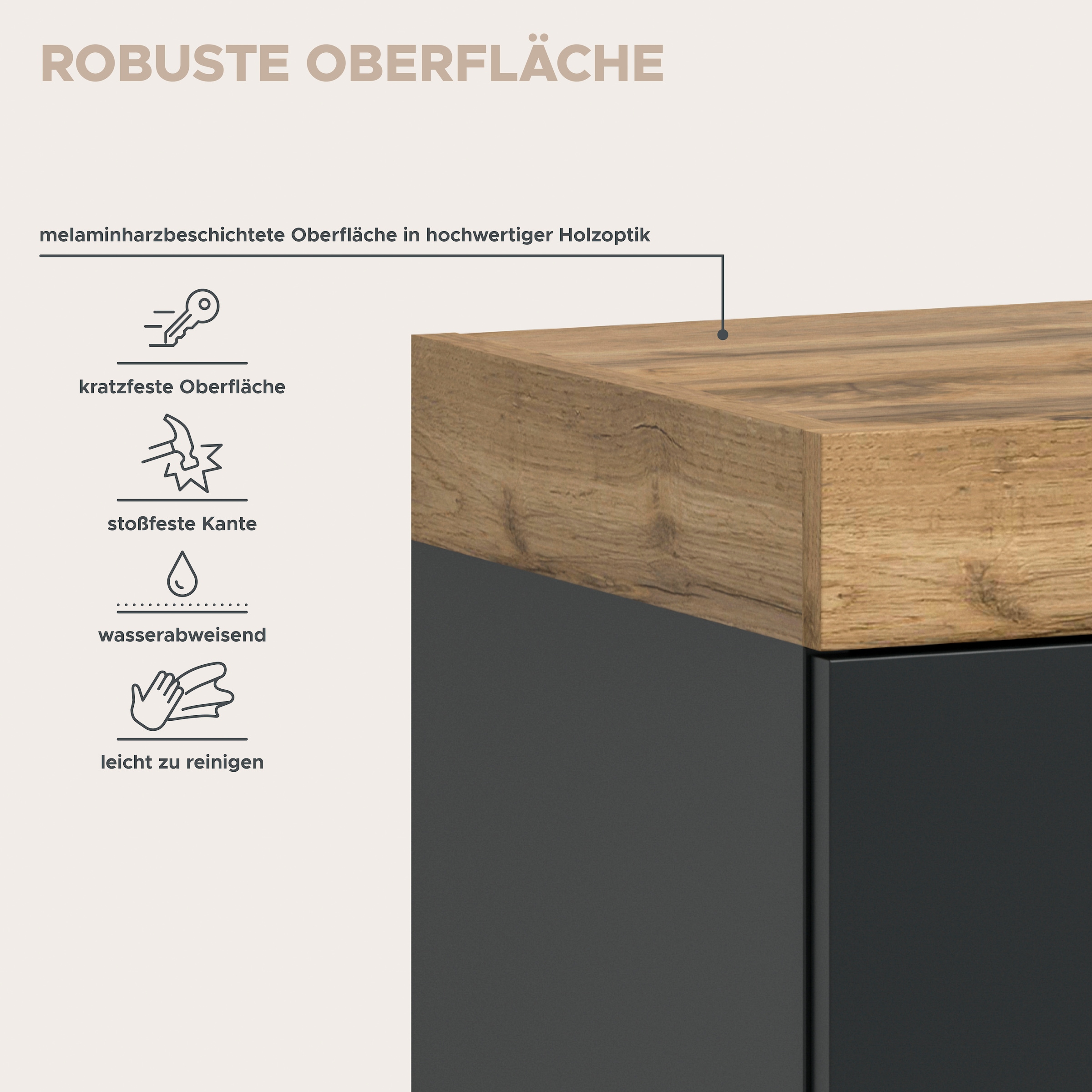 OTTO home Lowboard »MAMBO, Breite 200cm, 4 Klappen, stehend oder hängend« 2 farbige Ausführung, in verschiedenen Farben erhältlich, 1 Stk. tlg. Lowboard, TV Unterschrank, Tv-Schrank, Wohnzimmer