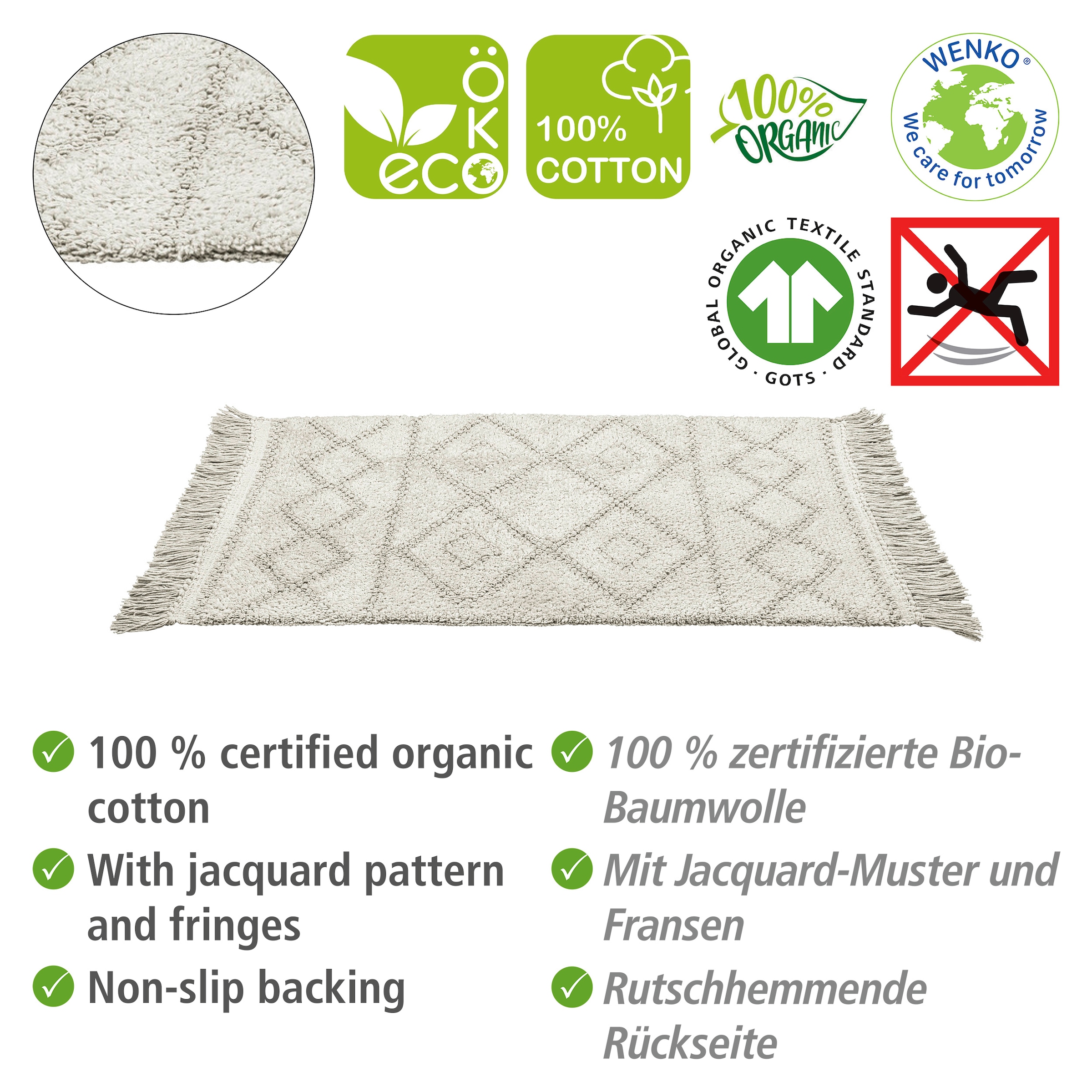 WENKO Badematte »Urla« Höhe 10 mm BxL: 60 x 90 cm