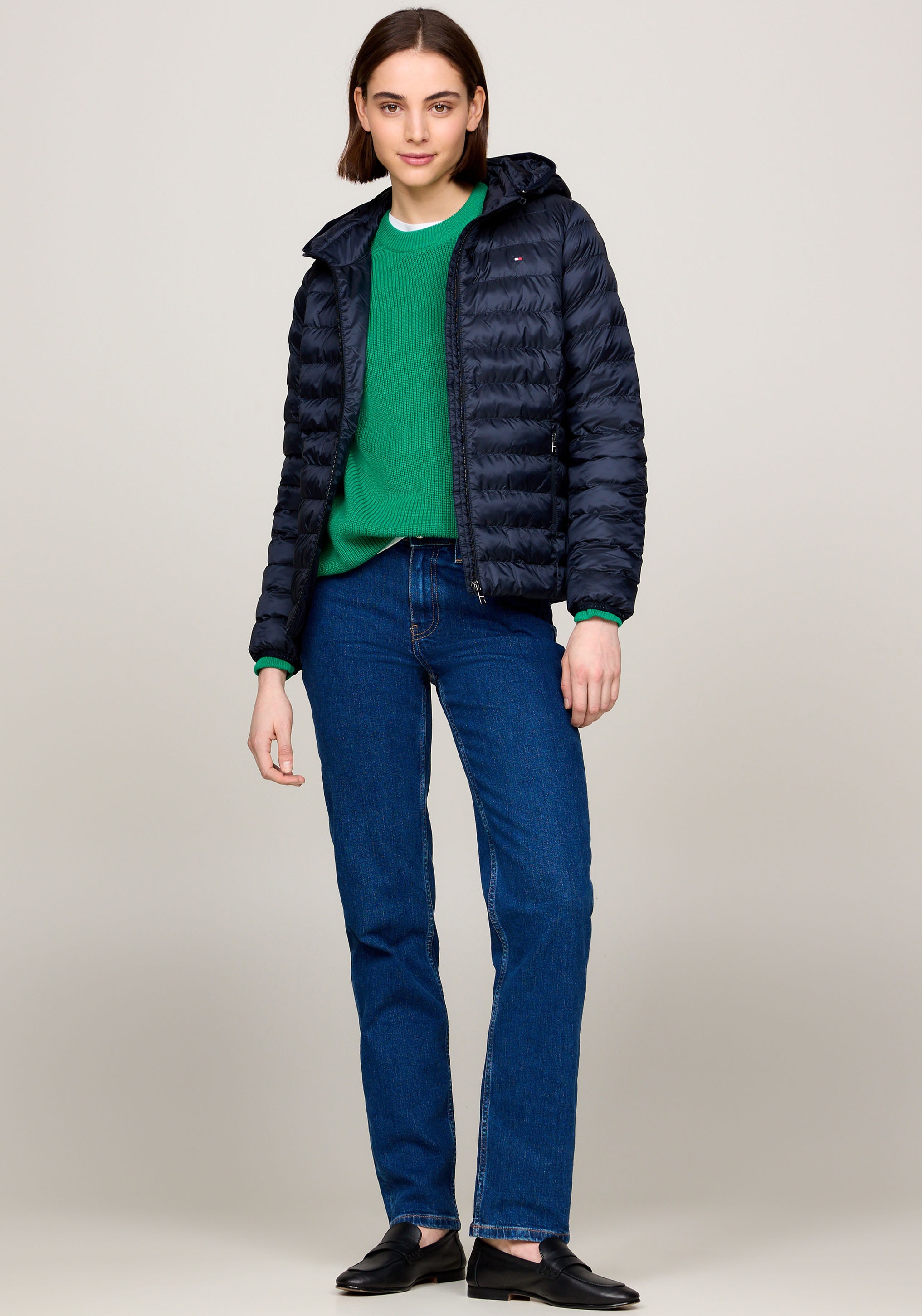 Tommy Hilfiger Steppjacke »LW PADDED GLOBAL STRIPE JACKET«, (Global Serie TH WOMEN), mti Global Stripe an der Kapuze